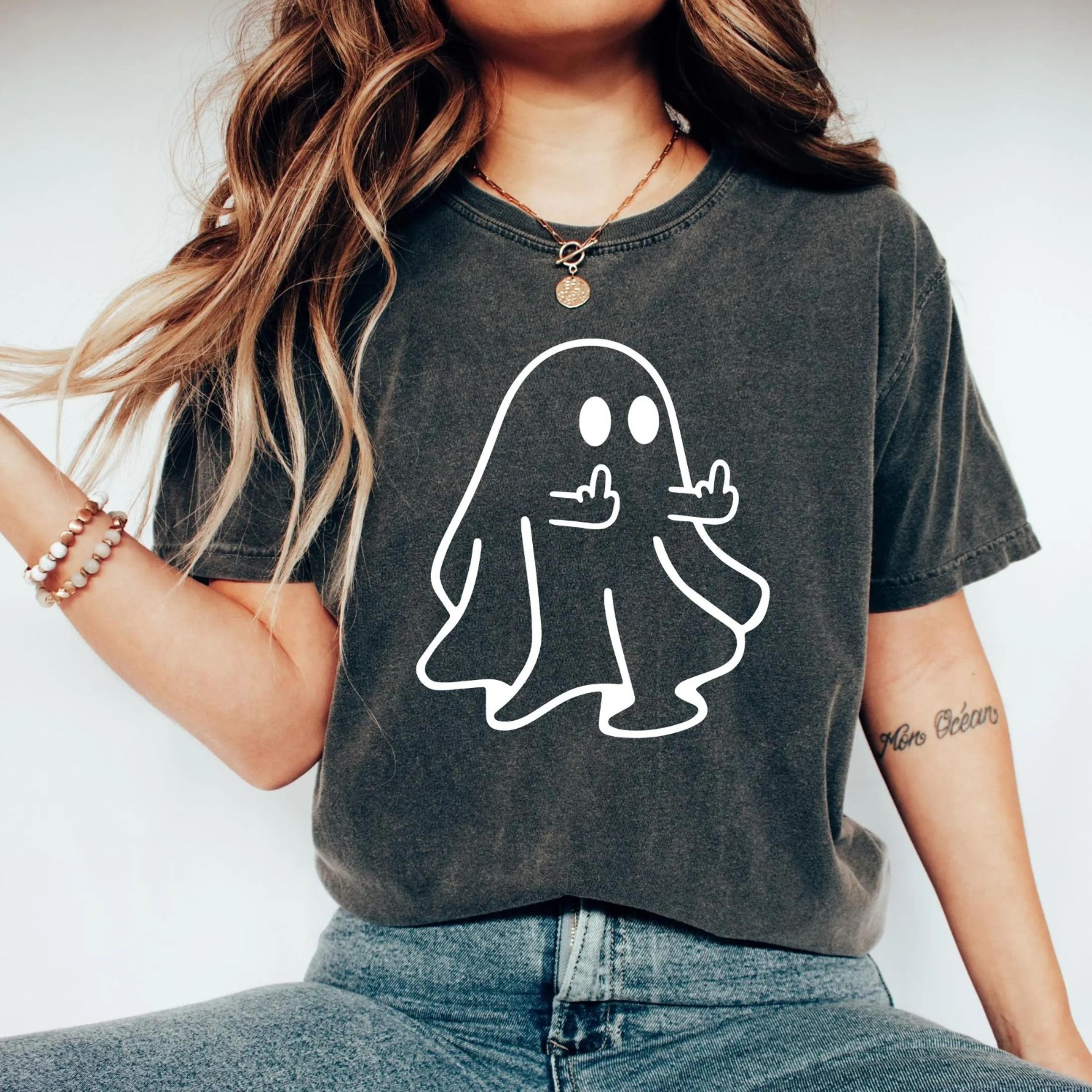 ghost middle finger sweatshirt, funny halloween shirt, boo halloween crewneck, fall sweater,