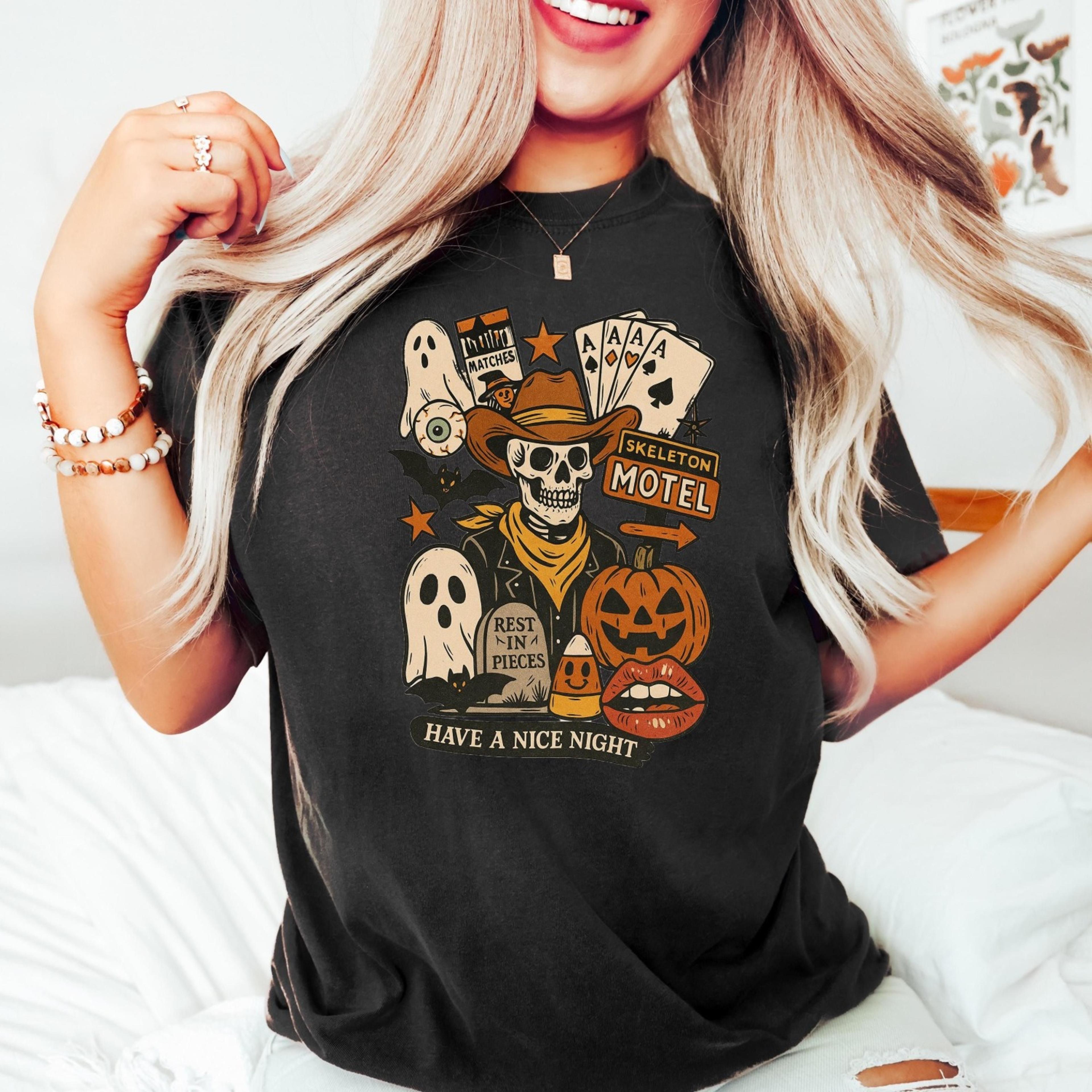 western skeleton shirt, retro halloween t-shirt, country skeleton tee, halloween outfit, halloween gift