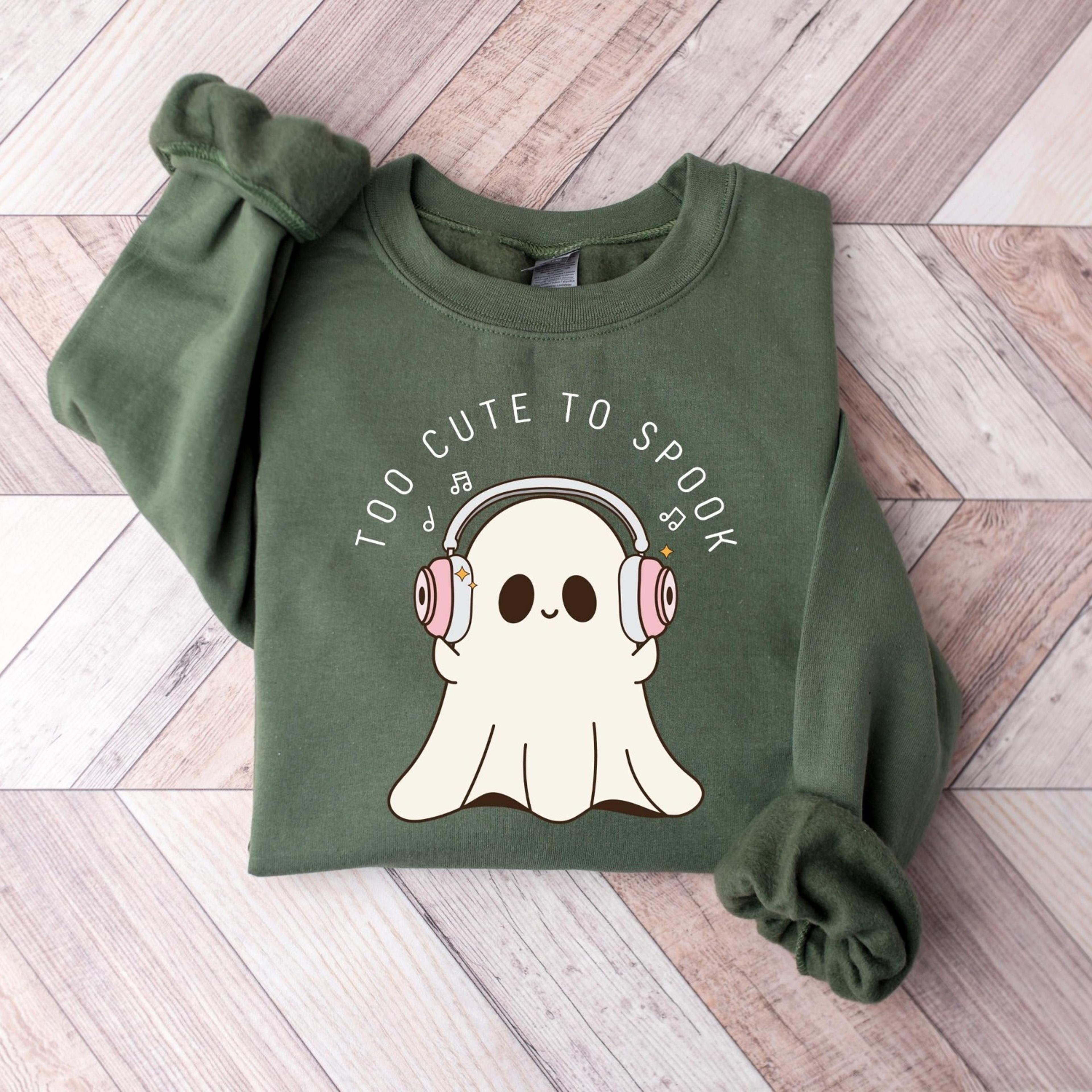 too cute to spooky sweatshirt, halloween spooky ghost sweater, spooky sweatshirt, cute and scary, halloween boo shirt