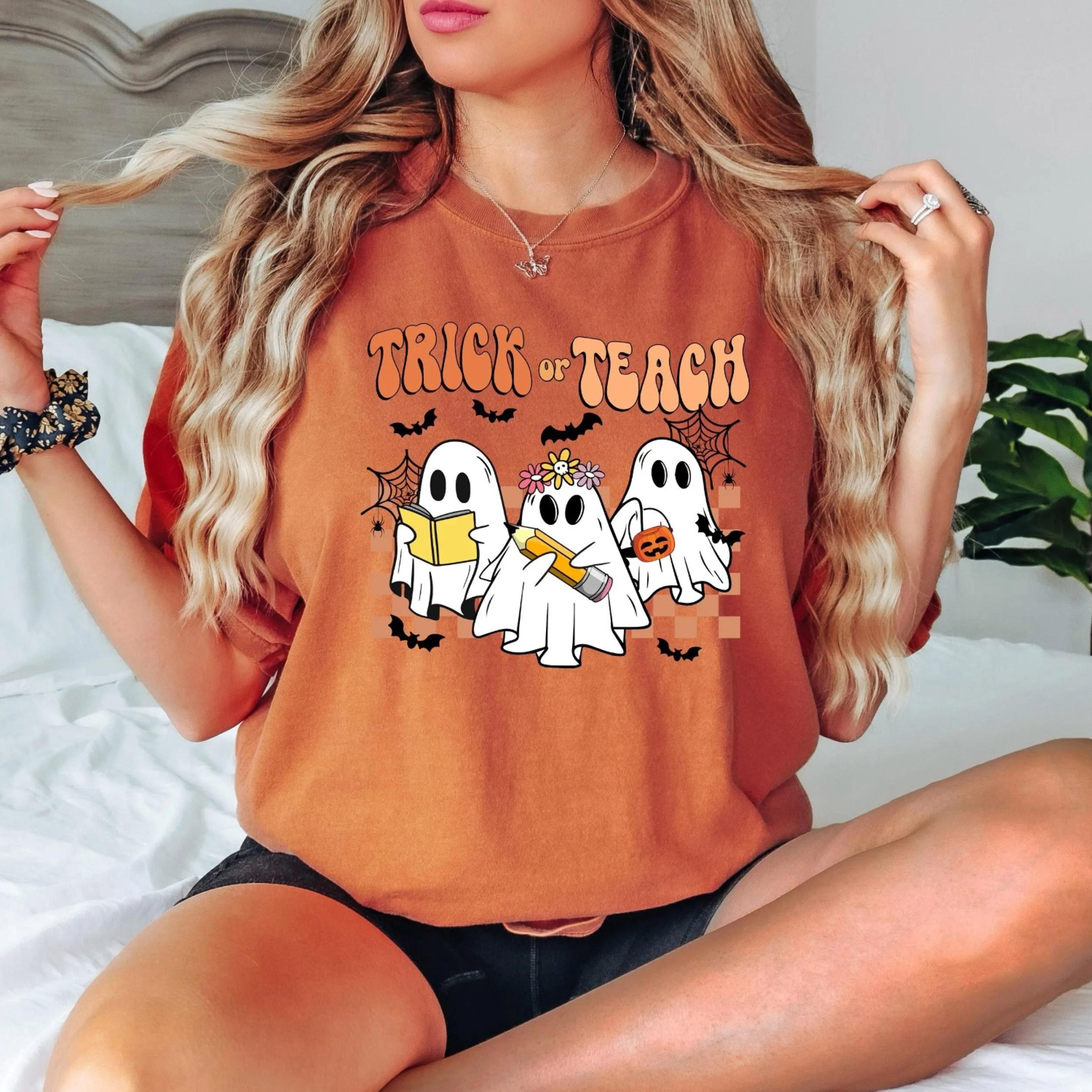 rick or teach shirt, halloween teacher shirt, teacher sweatshirt, retro teacher halloween shirt, gift for teacher, spook