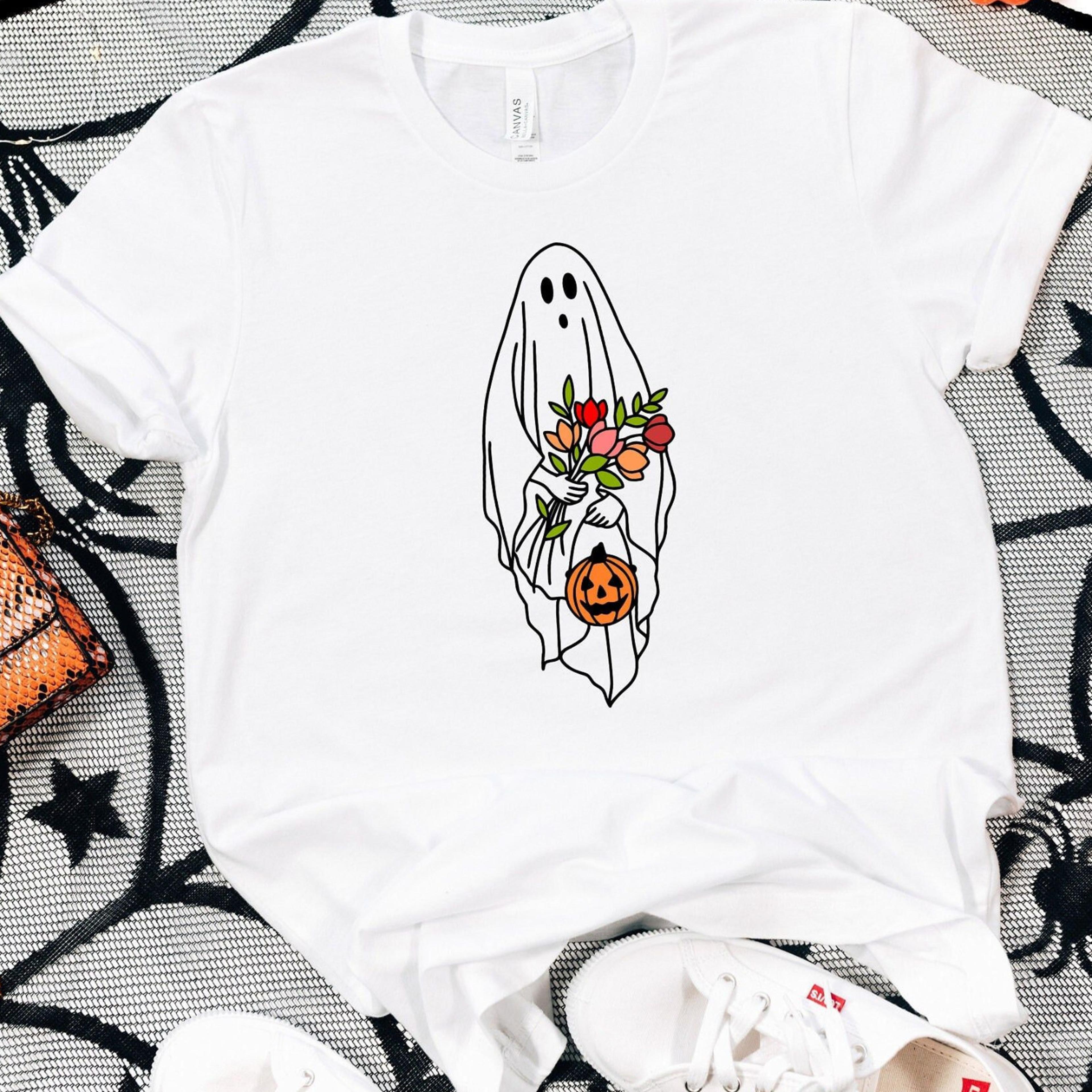 halloween ghost sweatshirt, cute ghost sweatshirt, halloween sweatshirt, spooky halloween shirt, halloween ghost floral
