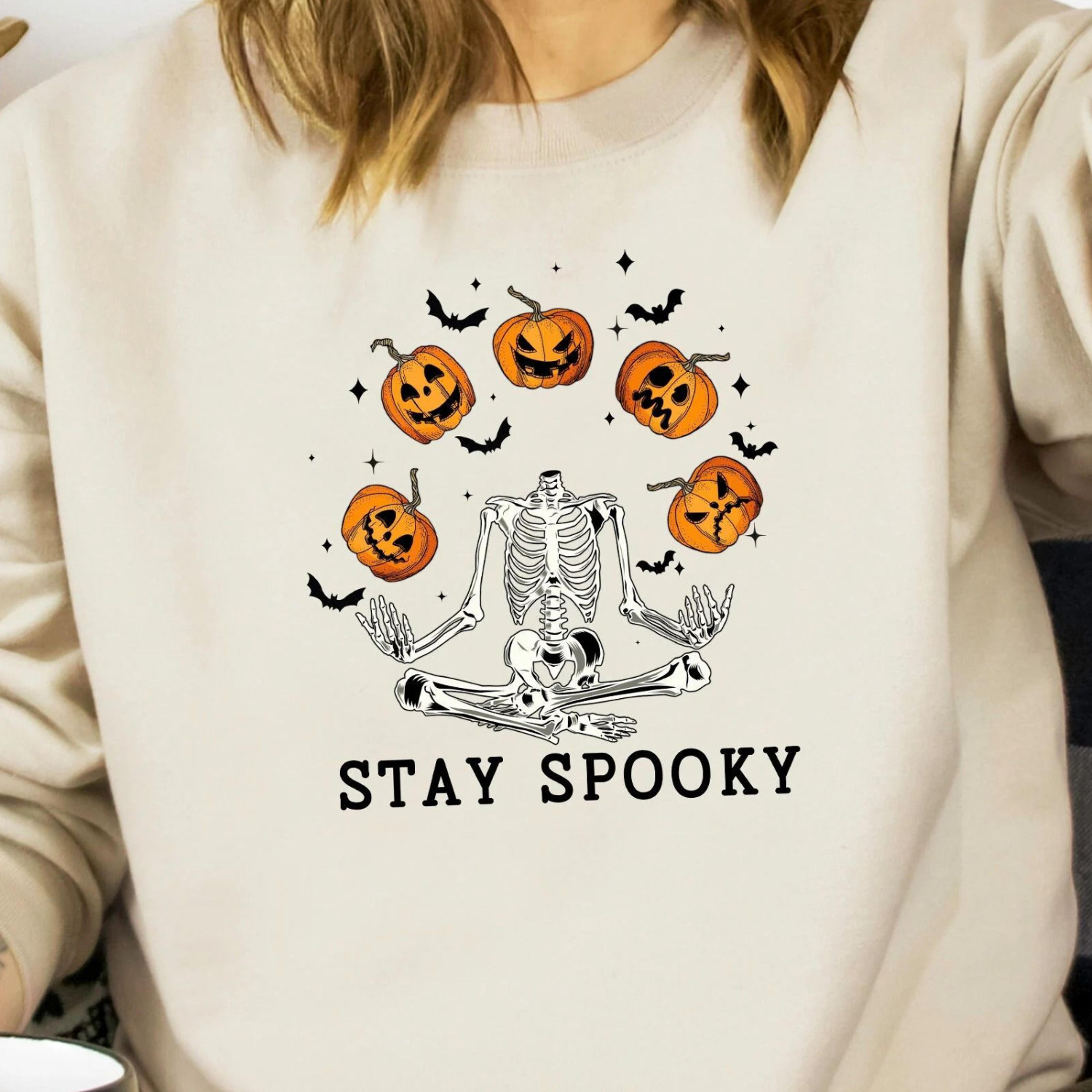 stay spooky sweatshirt, halloween skeleton shirt, pumpkin heads sweatshirt, halloween woman sweatshirt, halloween sweat