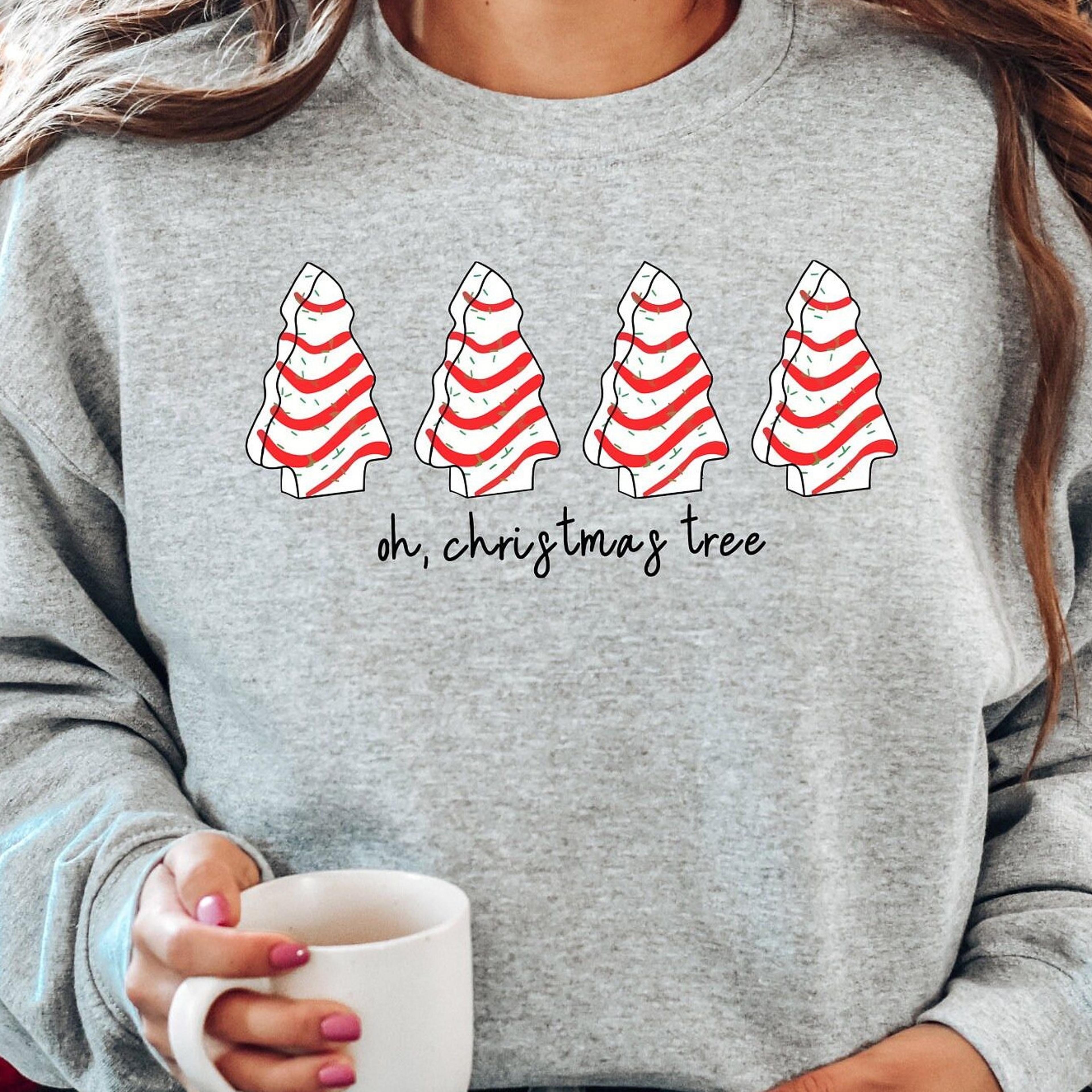 oh christmas tree retro funny christmas cake sweatshirt
