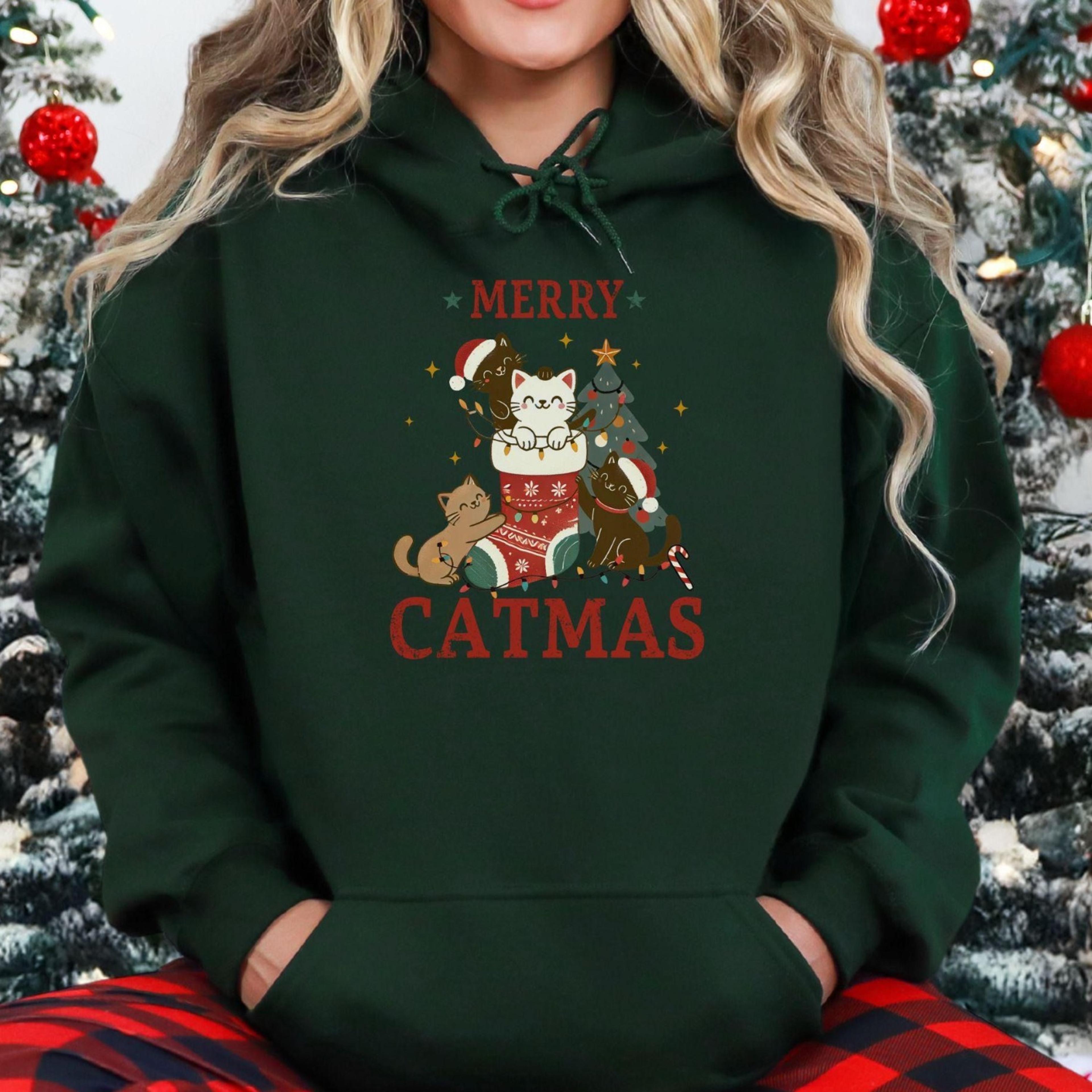 christmas cat lover sweatshirt, merry christmas cat lover hoodie, christmas shirts for women, christmas gift cat mom, y2