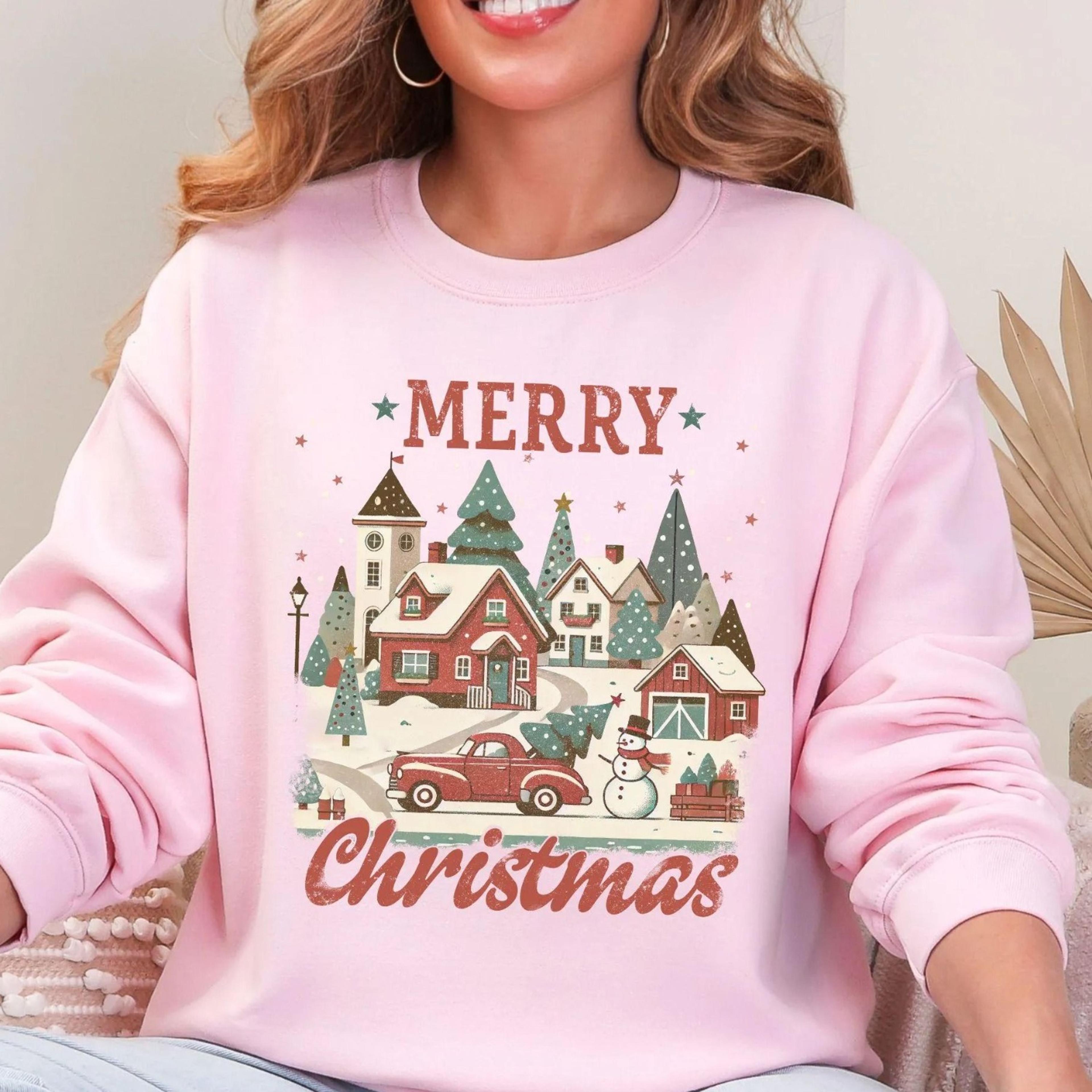 merry christmas shirt for women christmas sweatshirt, holiday xmas shirt, christmas gift, retro merry christmas