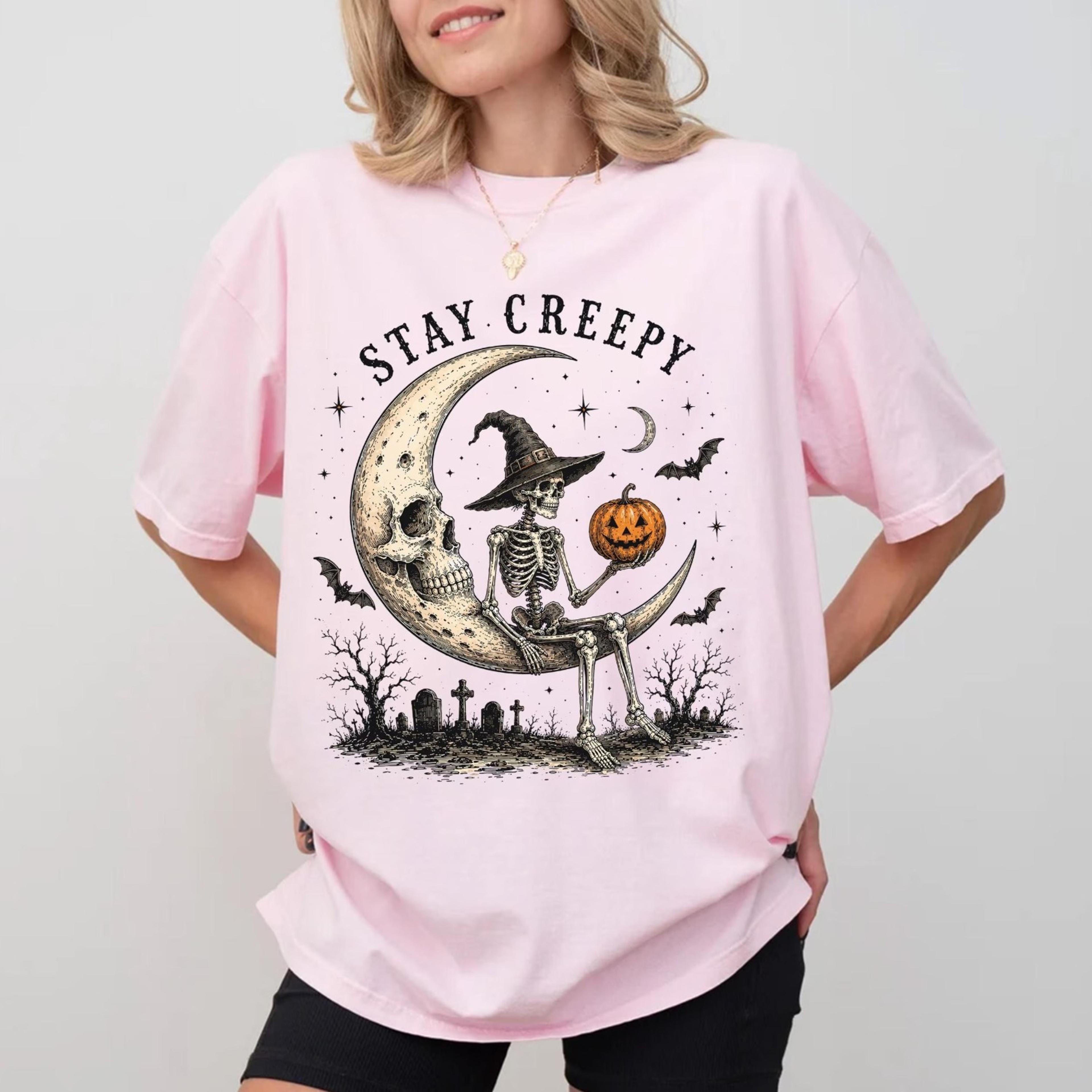 stay creepy skeleton shirt, vintage halloween shirt, witch skeleton tee, gothic skull shirt, spooky season sweatshirt, h