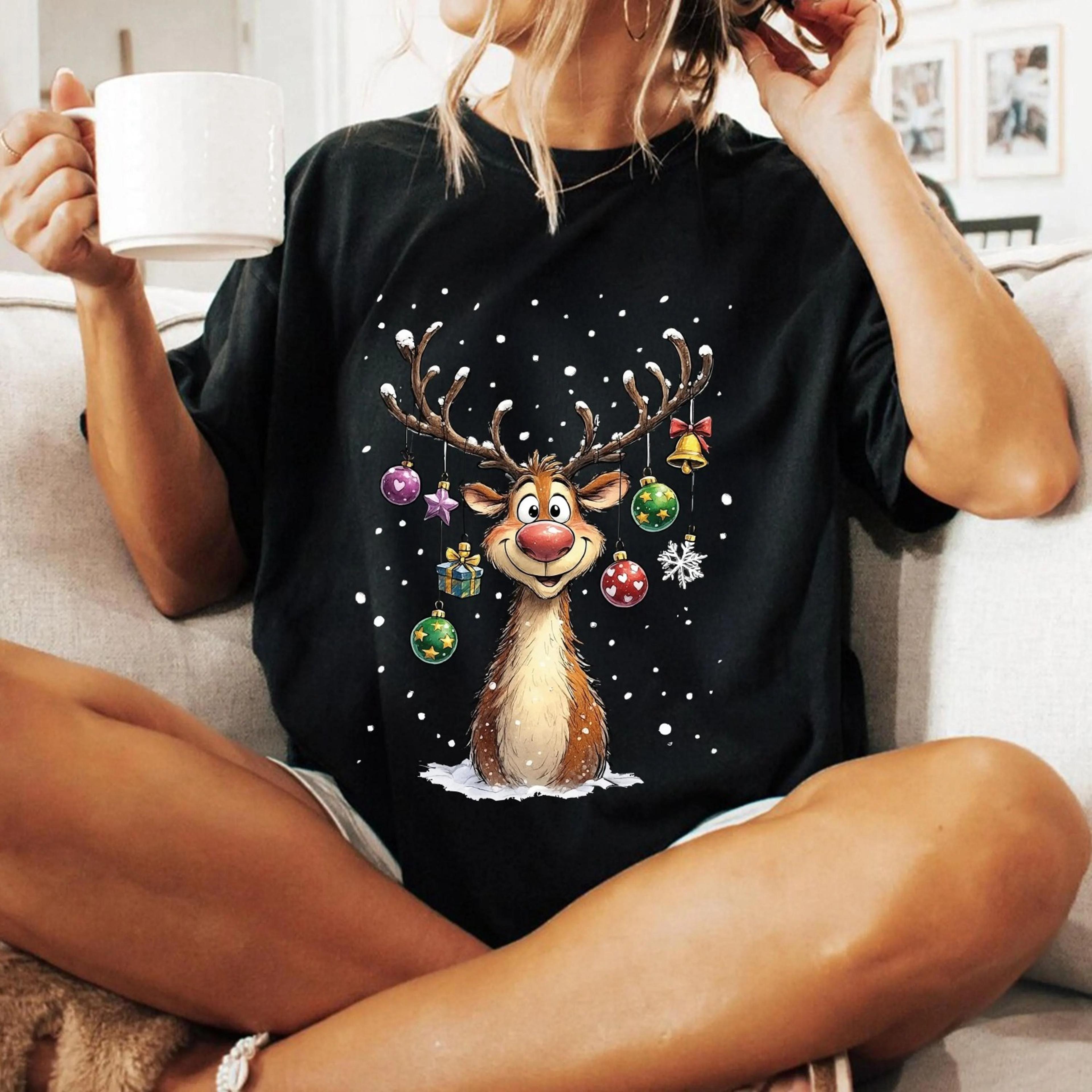 vintage reindeer sweatshirt, cute christmas t-shirt, retro reindeer hoodie, merry christmas sweatshirt, christmas reinde