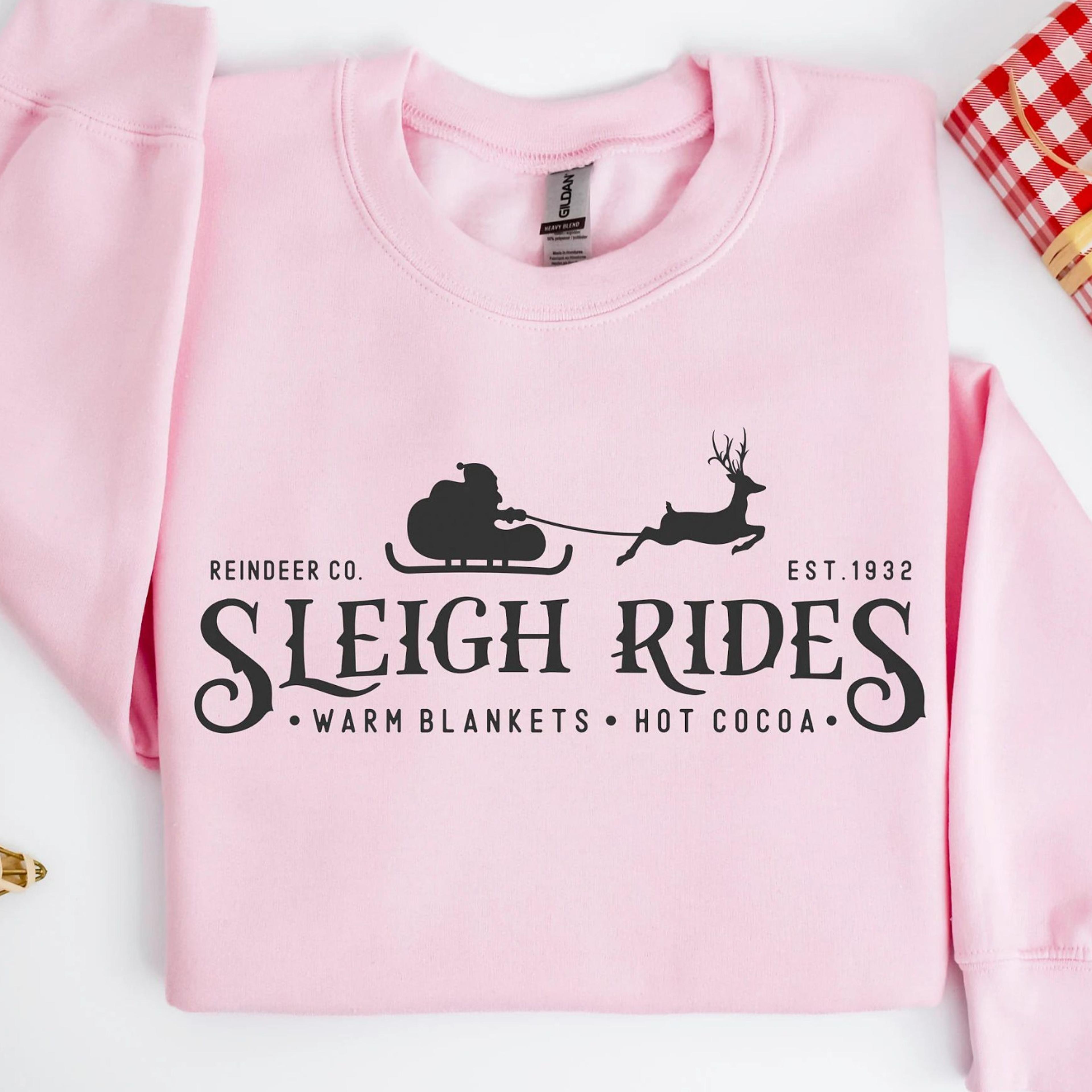 christmas sleight rides shirt, vintage christmas sweater, christmas vacation sweatshirt, north pole hot chocolate,