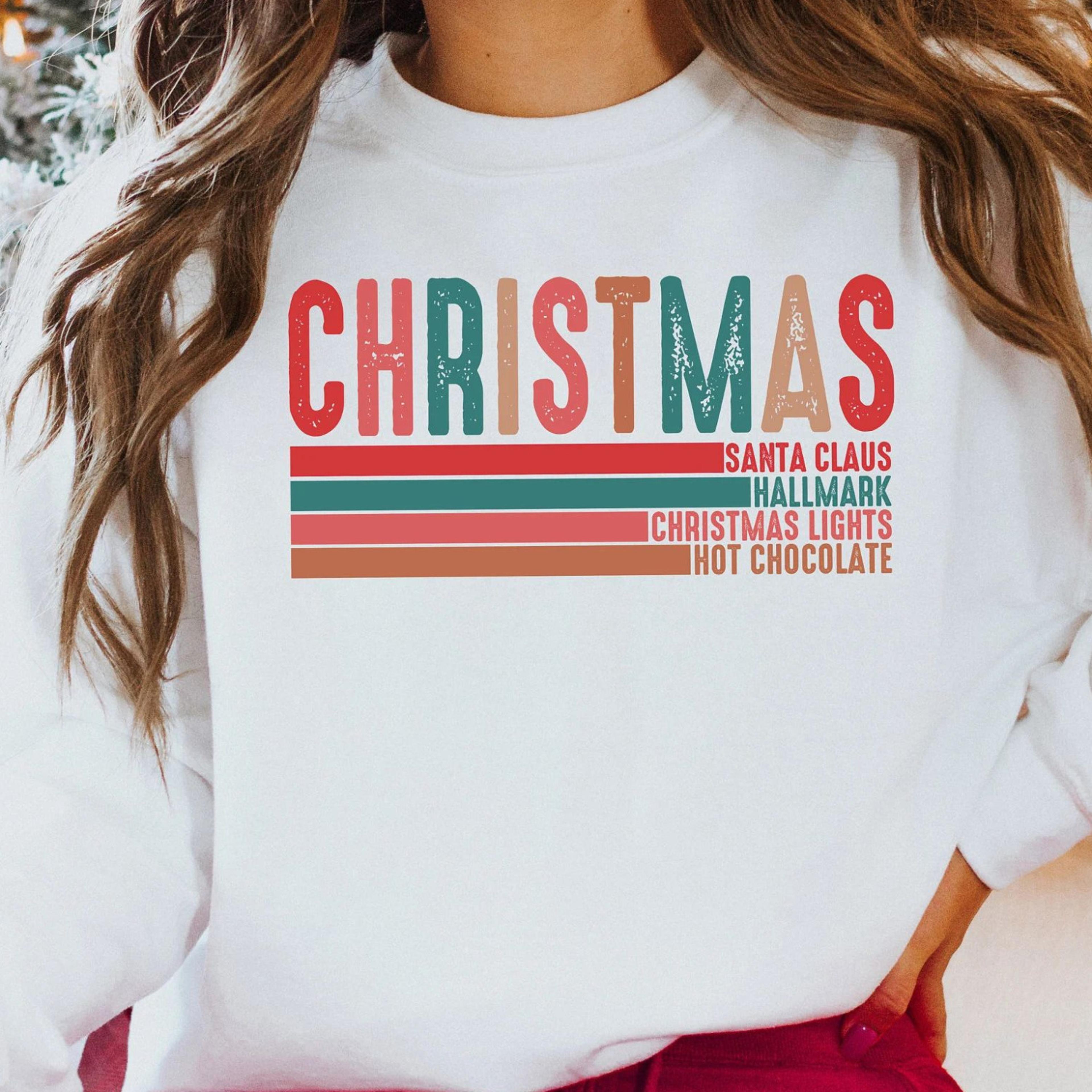 cute christmas sweatshirt, santa claus sweatshirt, christmas lights shirt, christmas sweatshirt, christmas woman shirt,