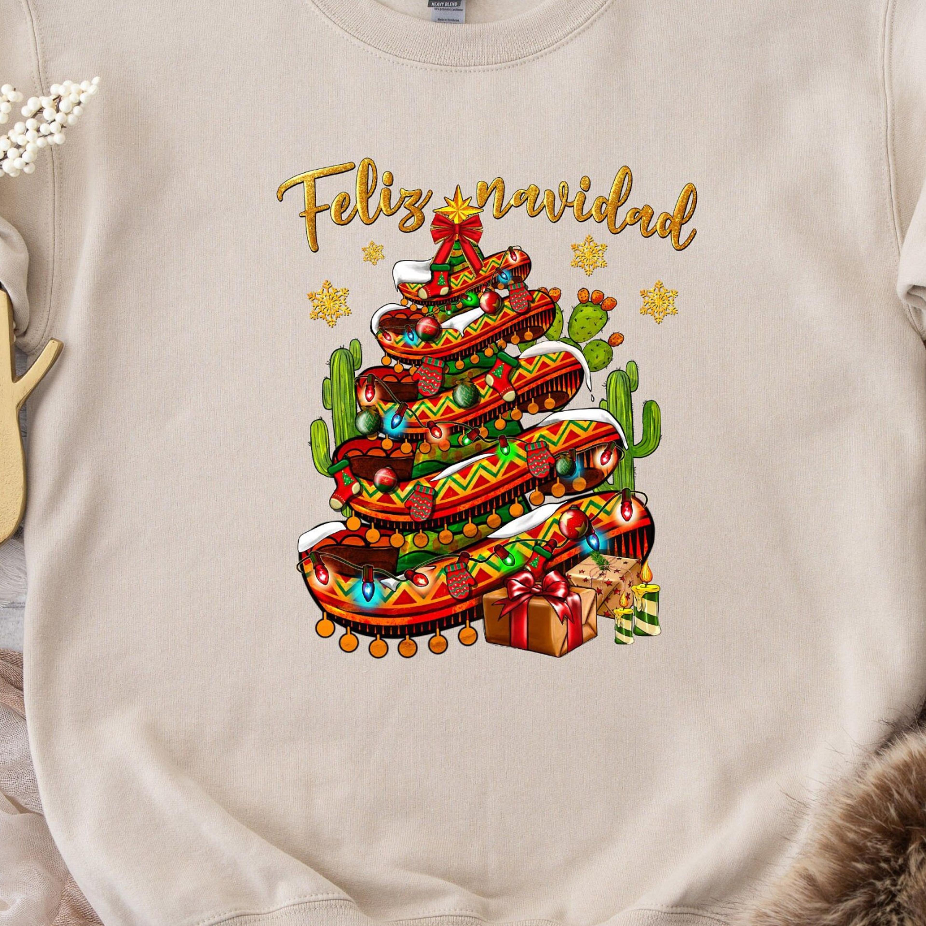 feliz navidad sweatshirt, christmas tree sweatshirt, christmas family sweatshirt, hispanic family christmas shirt,