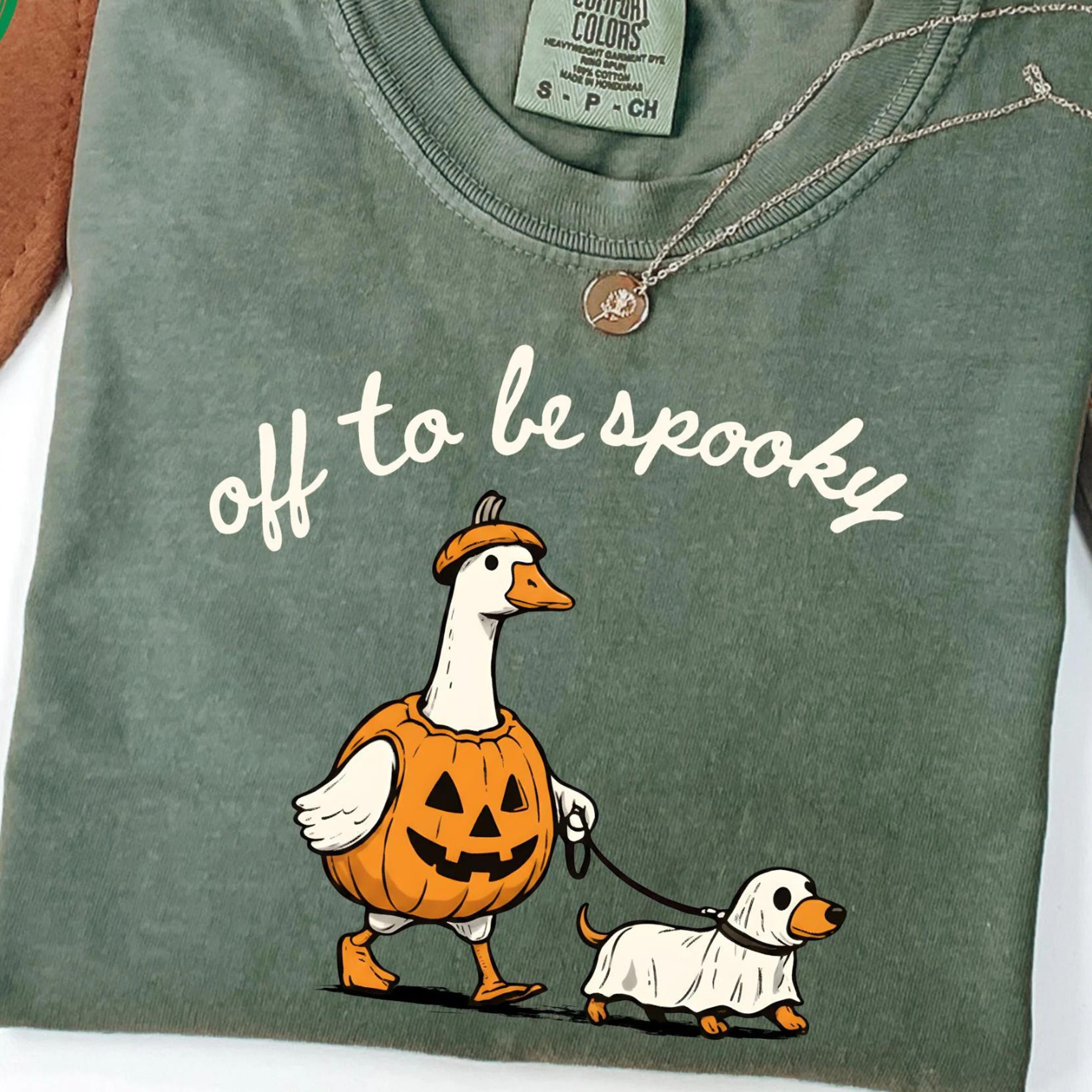 off to be spooky t-shirt funny ghost goose dachshund halloween sweatshirt