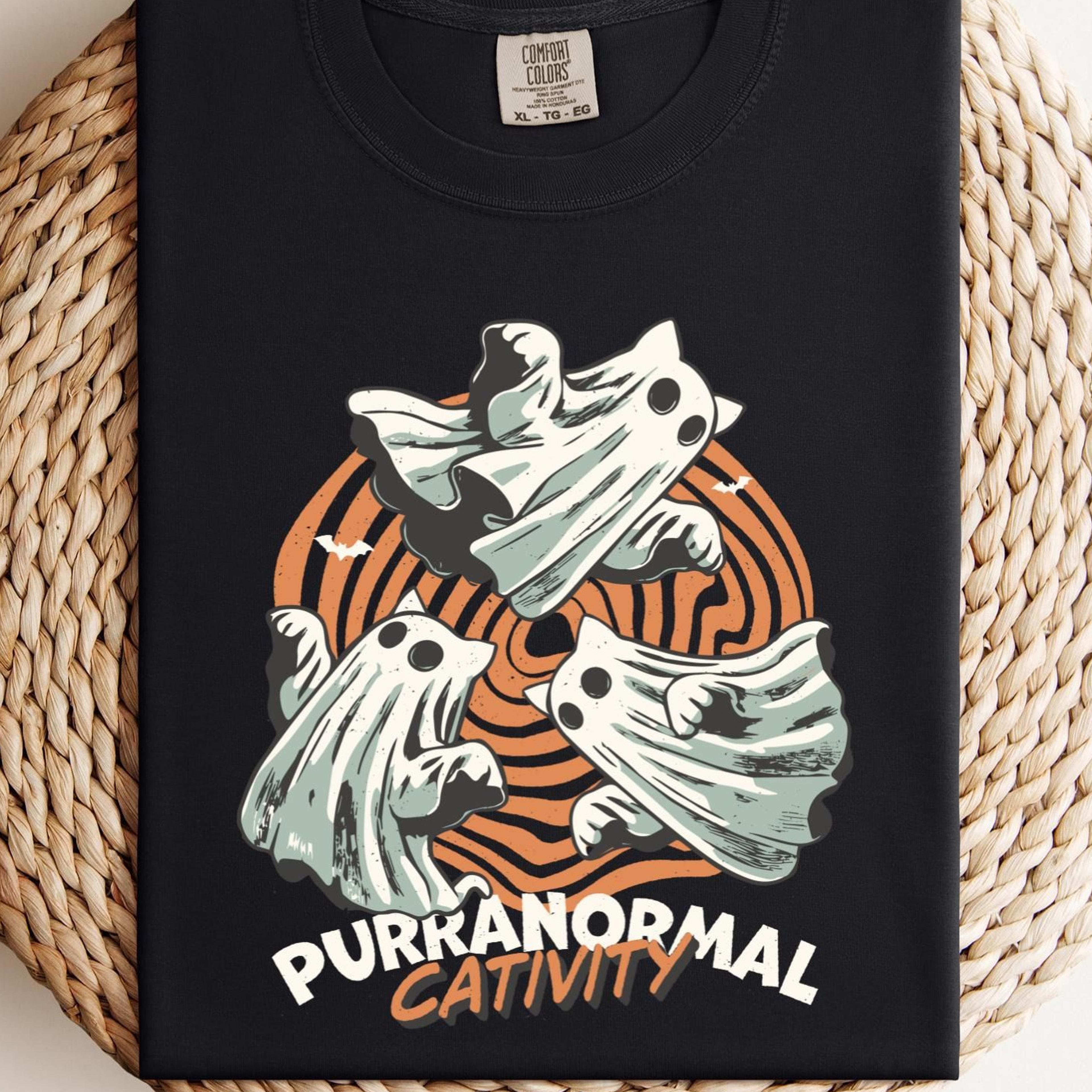 product name purranormal cativity t-shirt funny cat ghost halloween sweatshirt ghost hunting shirt