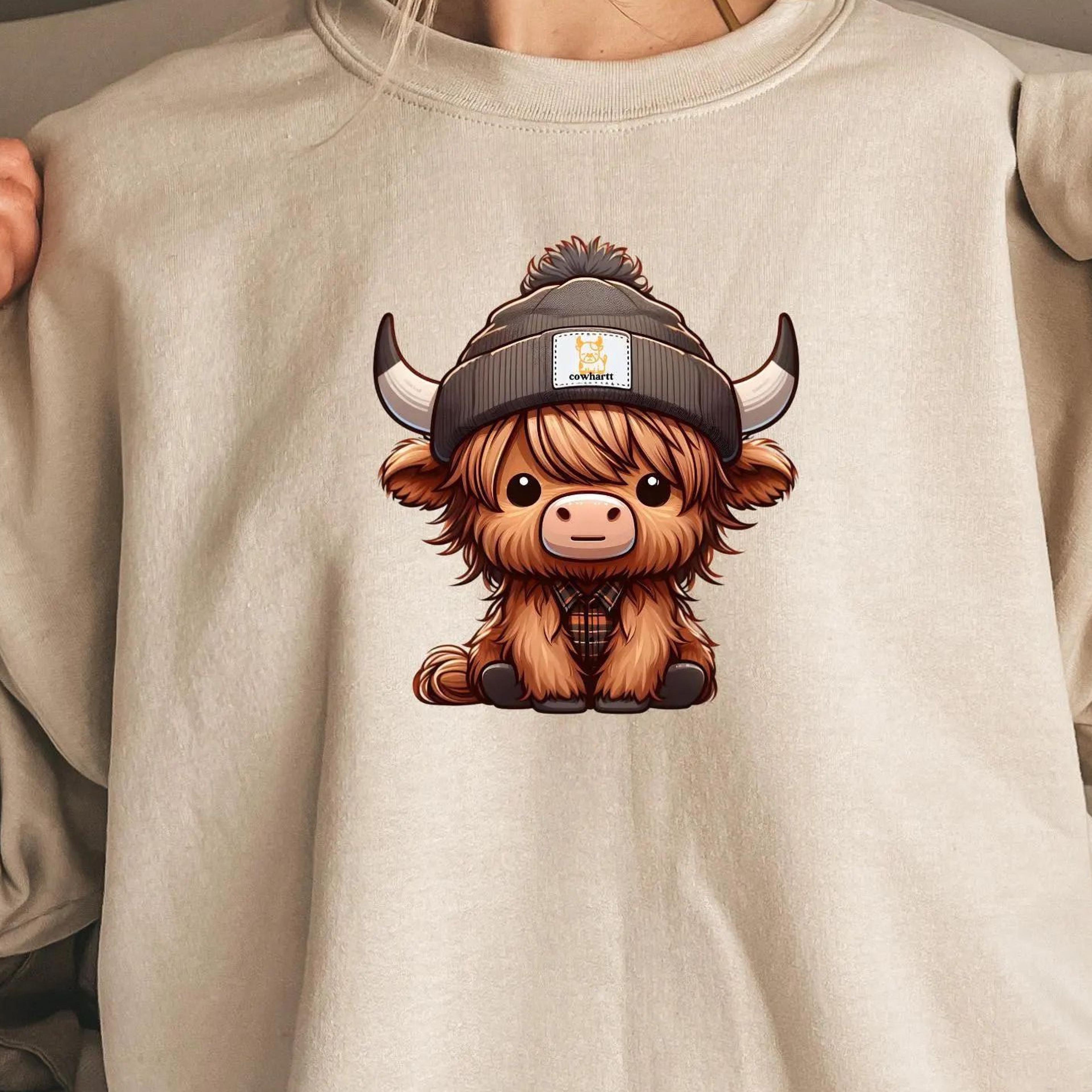 highland cow t-shirt cute western cow crewneck sweatshirt for women