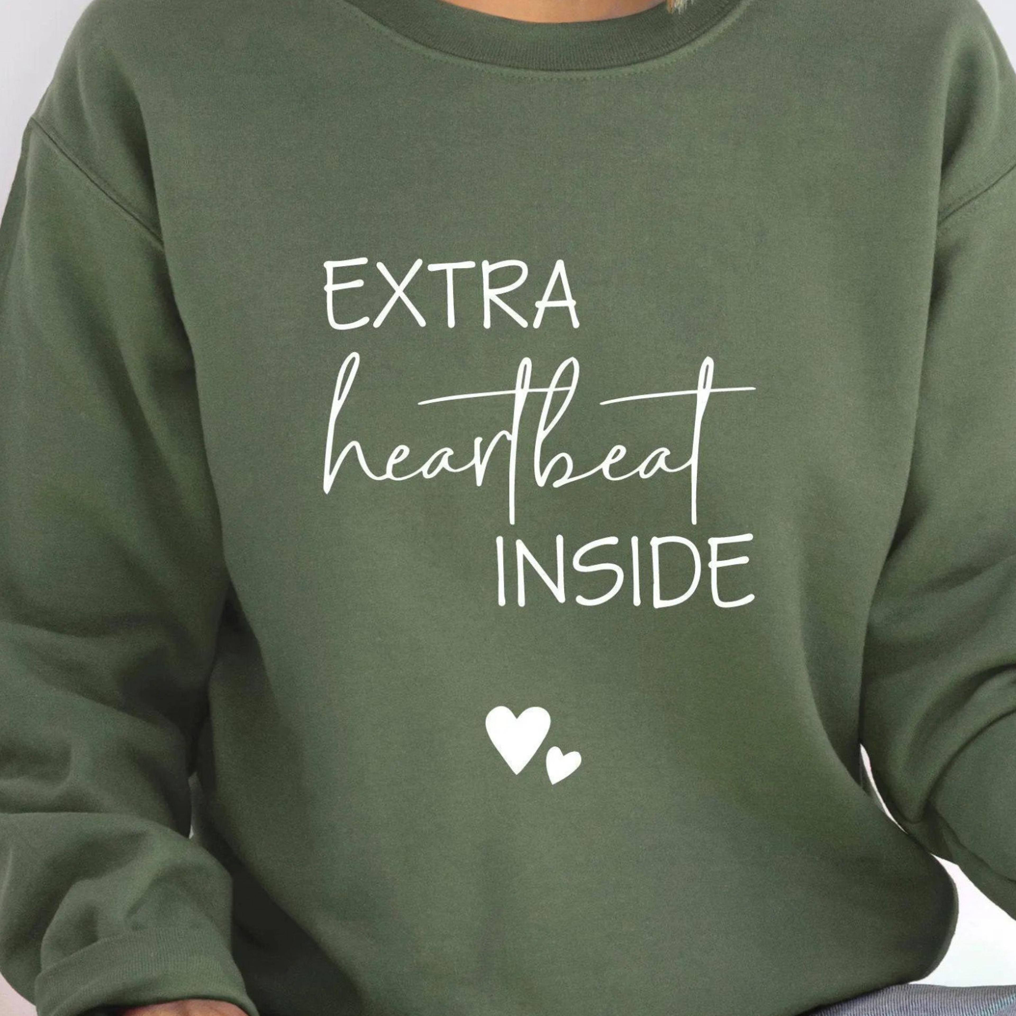extra heartbeat inside t-shirt pregnancy announcement mommy to be maternity sweatshirt