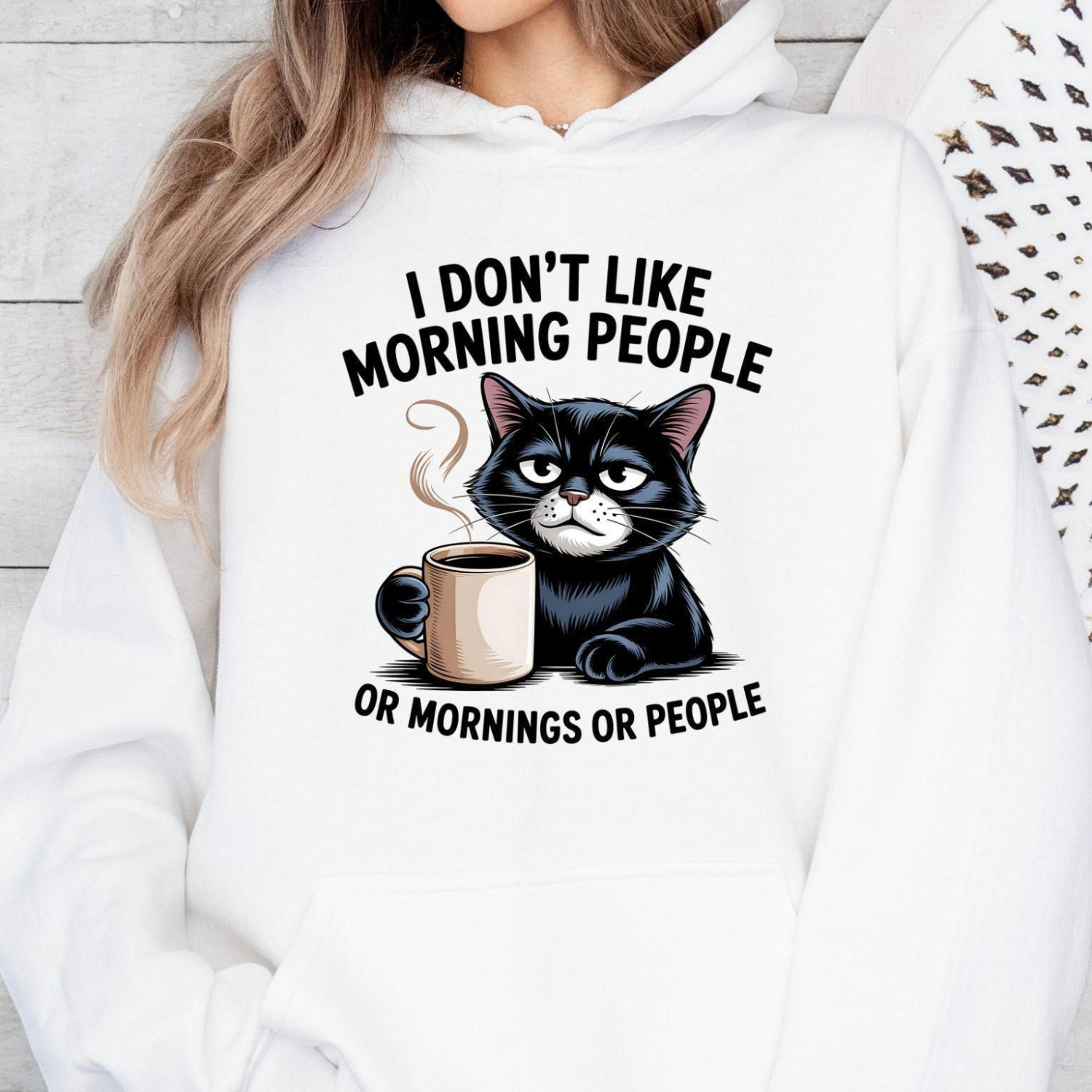 i dont like morning people t-shirt grumpy cat funny sweatshirt cat mom hoodie