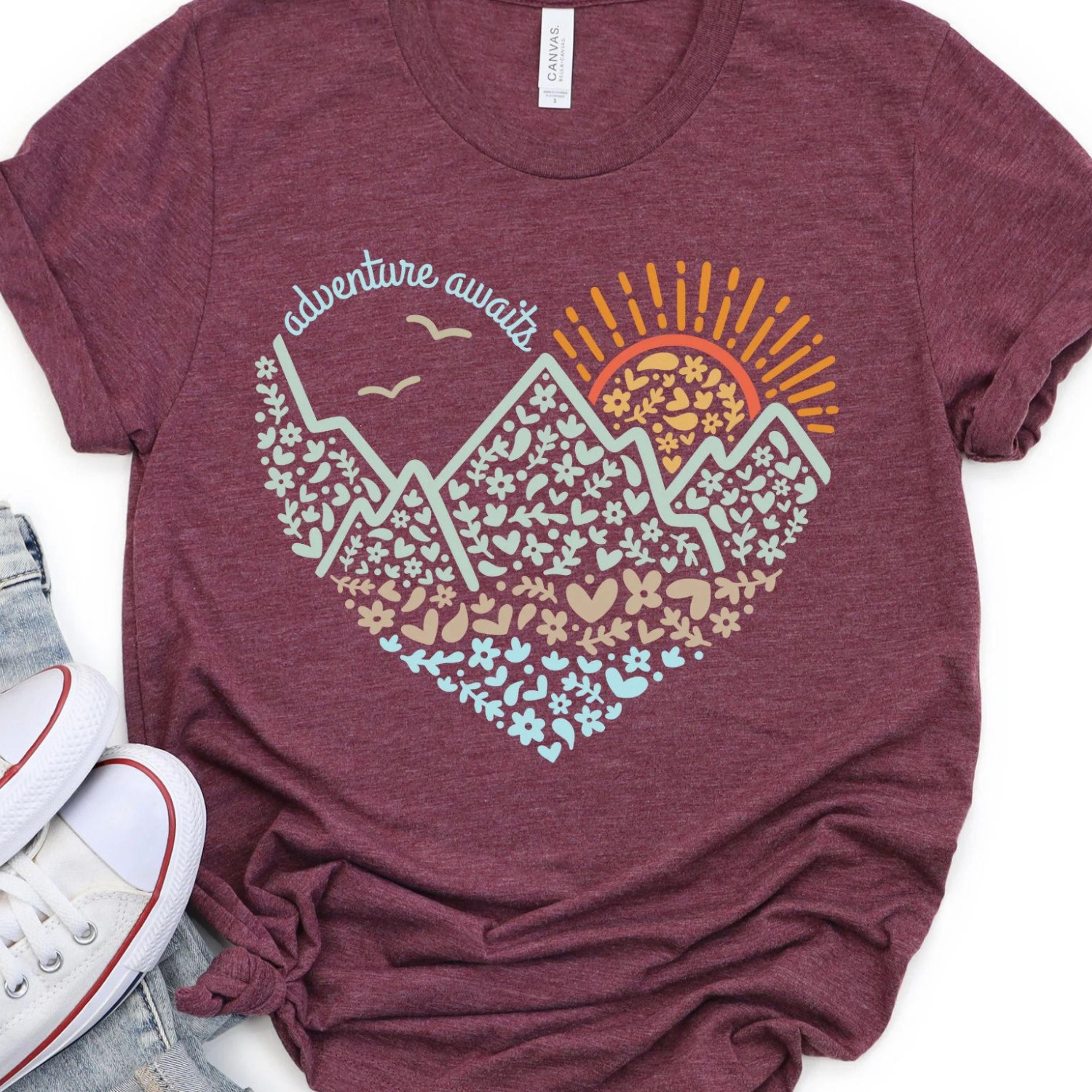 adventure awaits t-shirt mountain camping hiking nature lover sweatshirt