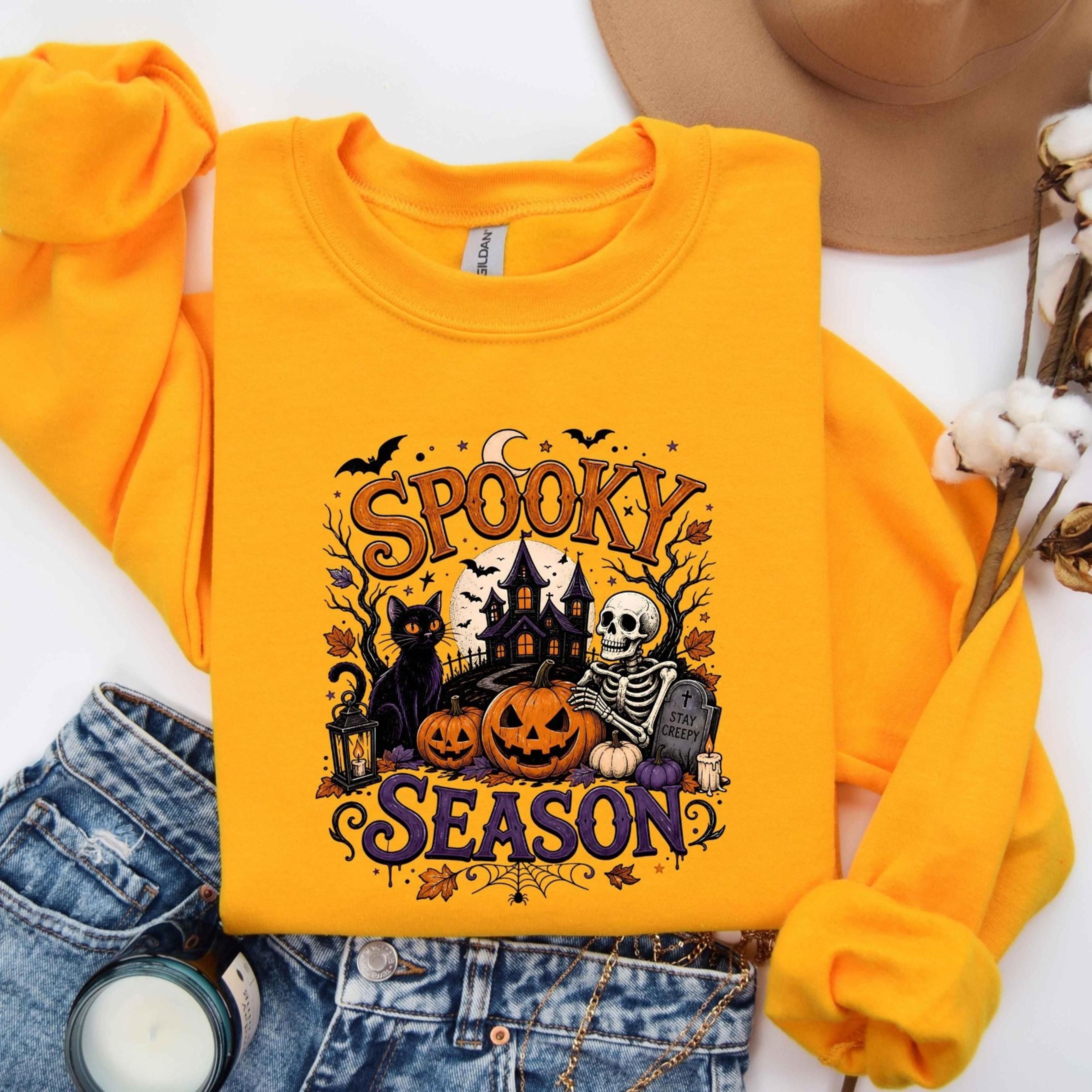 spooky season sweatshirt ghost pumpkin halloween crewneck