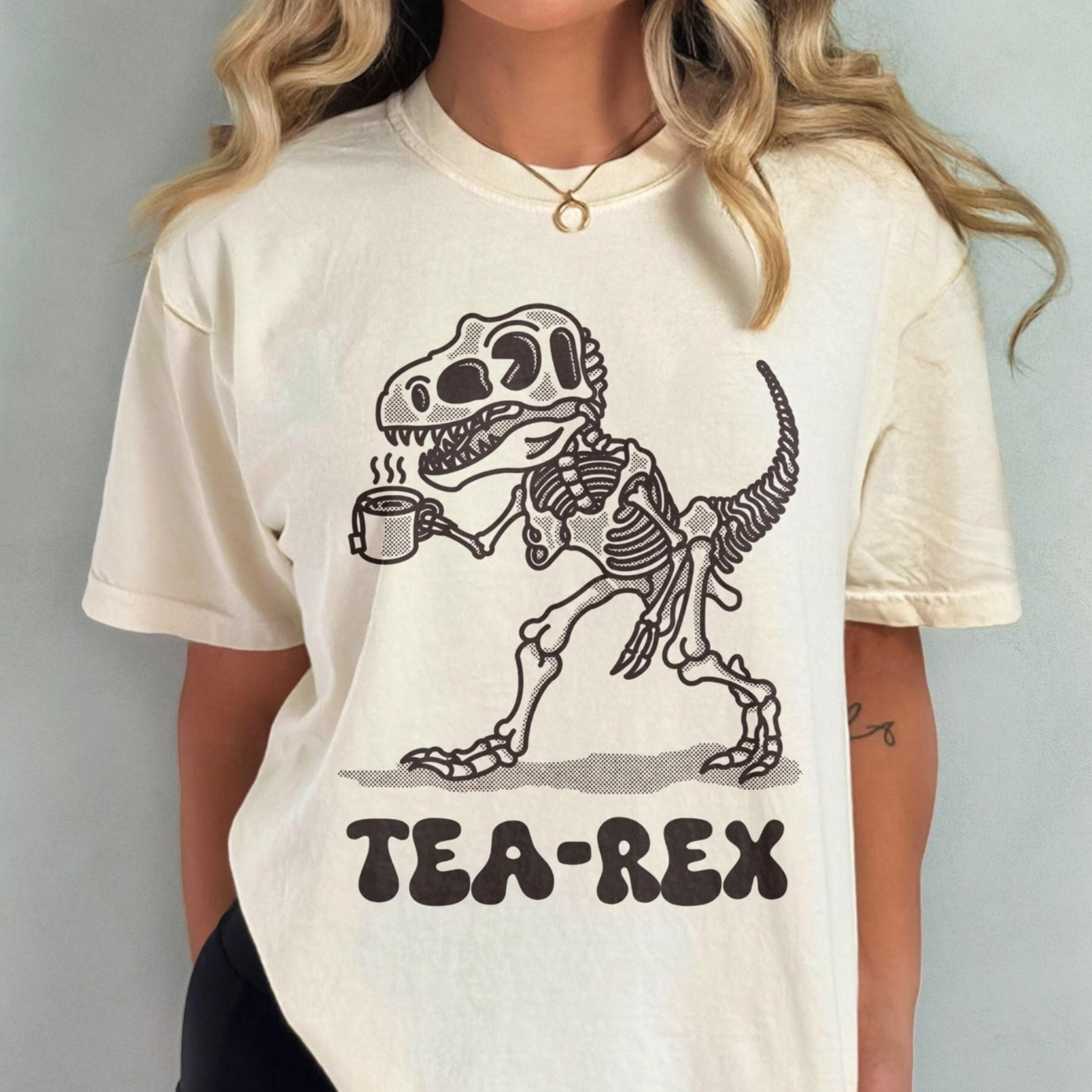 tea-rex shirt - funny dinosaur t-shirt, dino t shirt, tea shirt, dinosaur skeleton graphic tee, tea lover