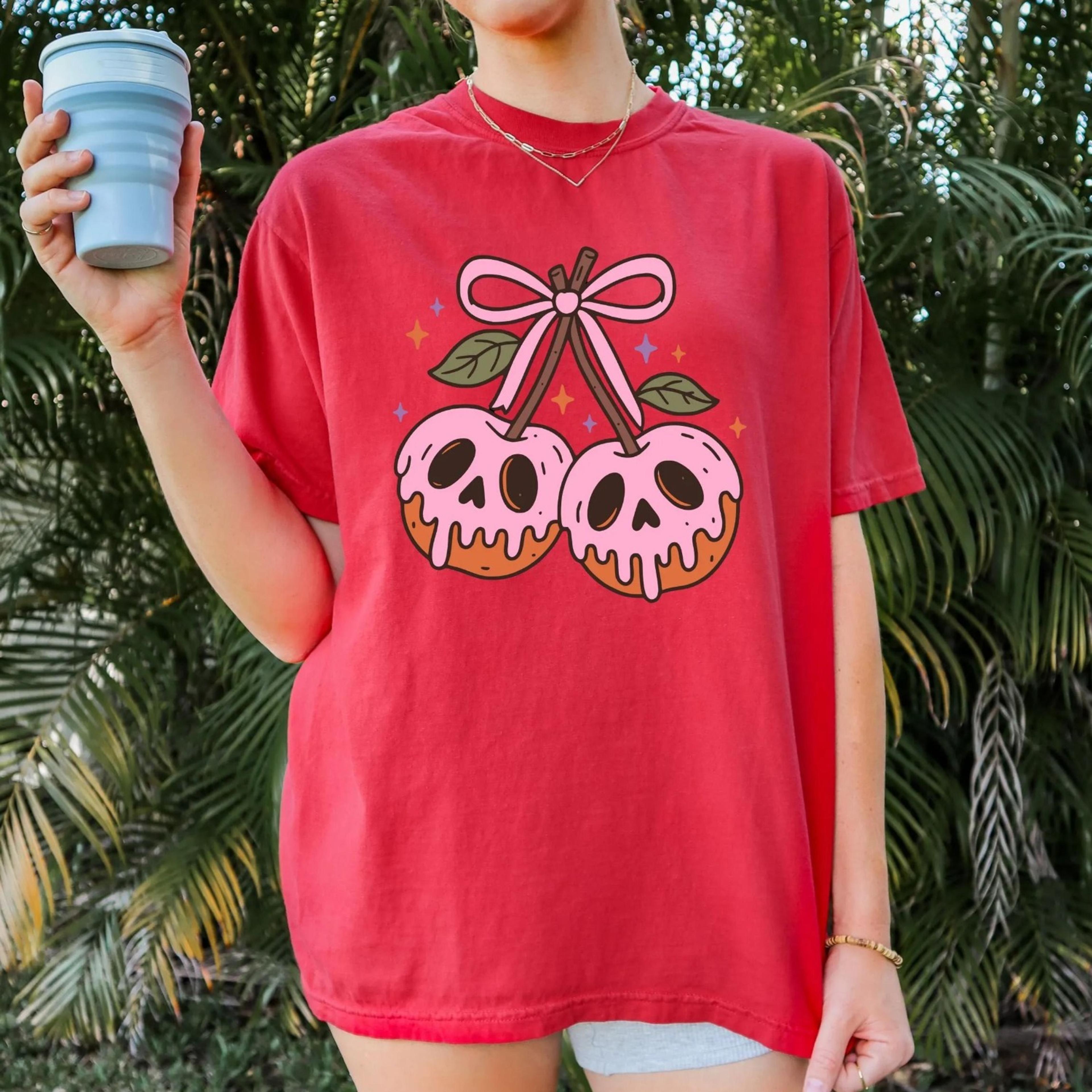 cherry skulls halloween shirt, retro halloween tshirt, gothic halloween sweatshirt, funny halloween gift, aesthetic hall