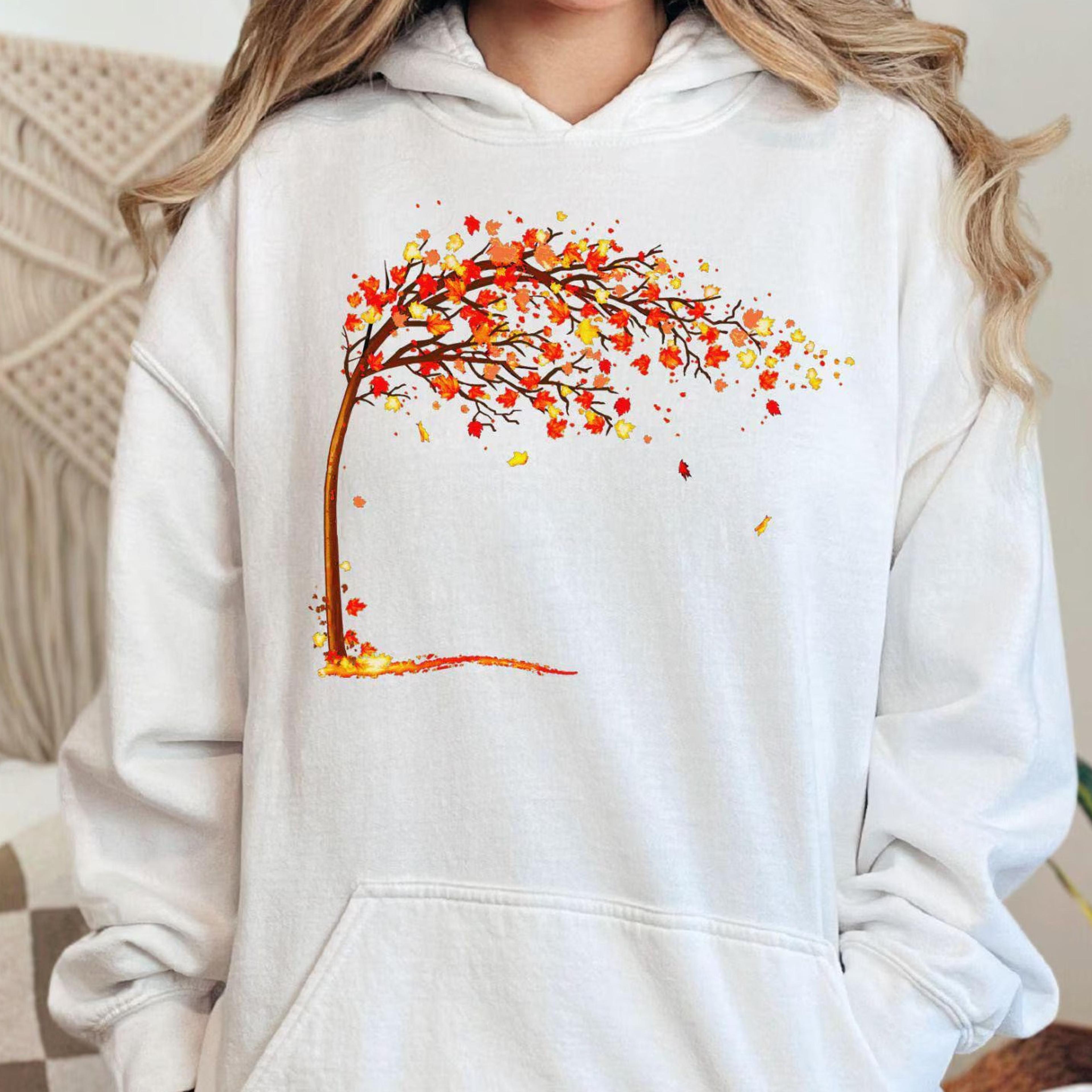 autumn leaves t-shirt cozy fall vibes sweatshirt rustic leaf print crewneck