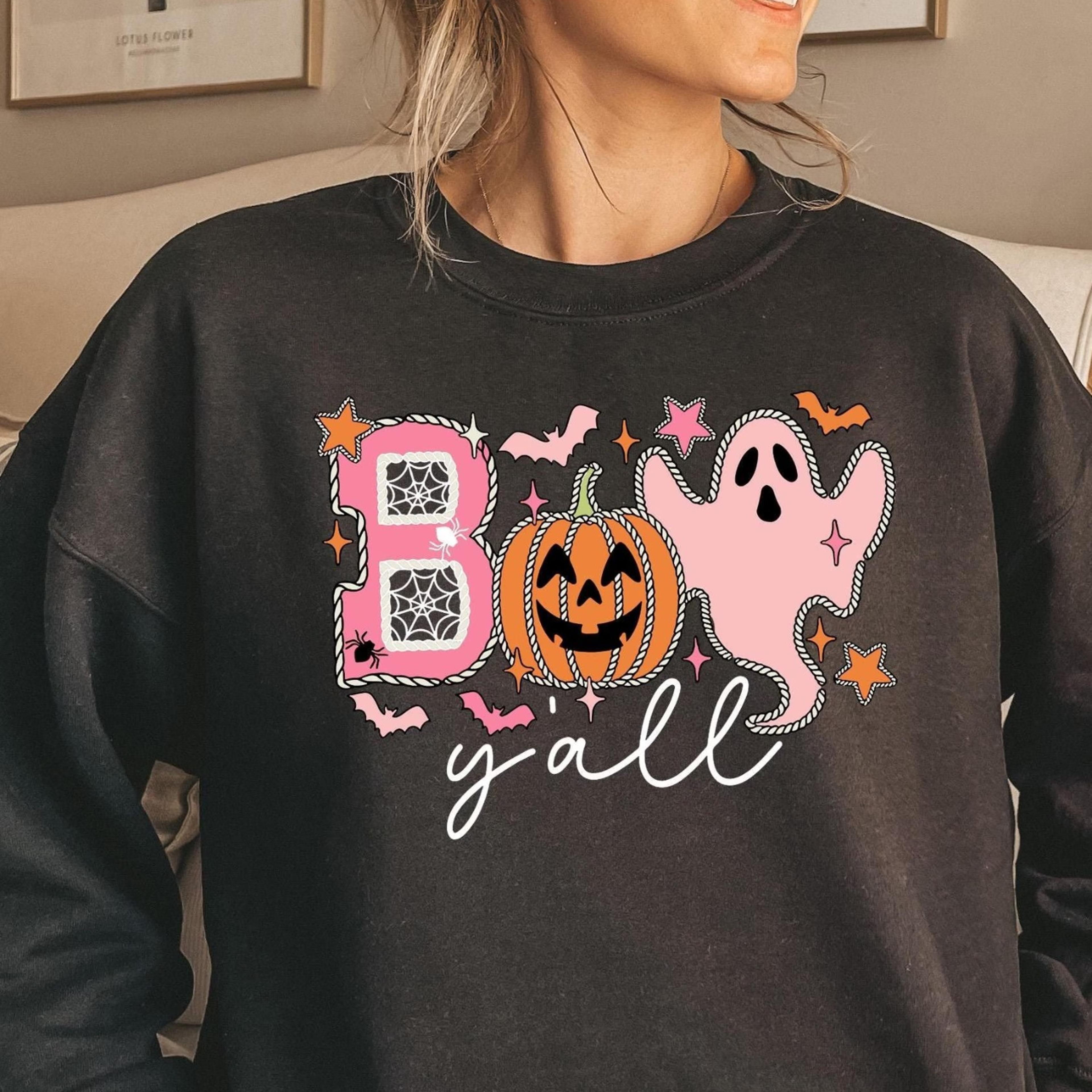 halloween sweatshirt, boo y'all shirt, halloween women sweatshirt, halloween gift, ghost sweatshirt, matching halloween,
