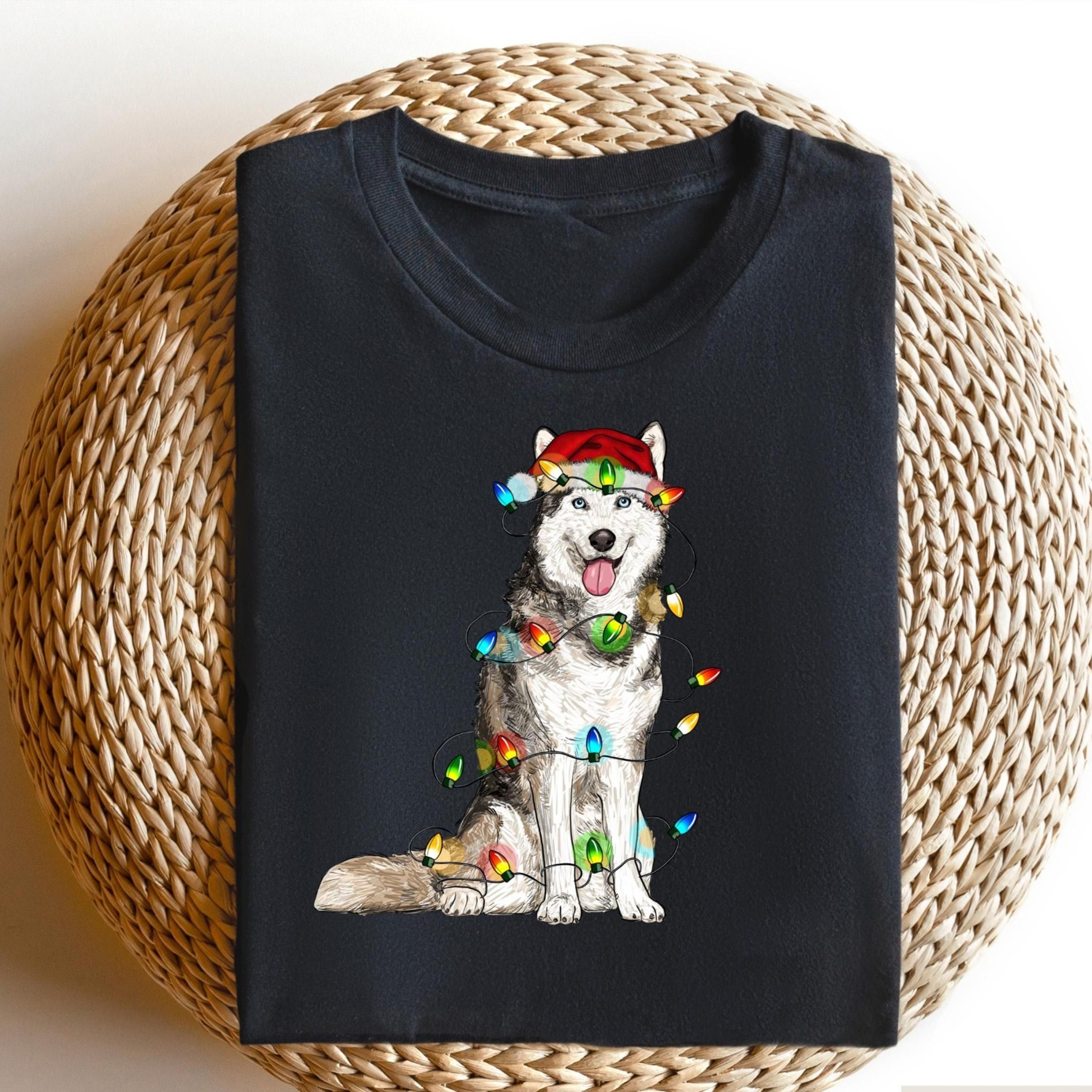 husky christmas sweatshirt, siberian husky xmas sweater, halloween gifts, christmas animals crewneck ,christmas dog ligh
