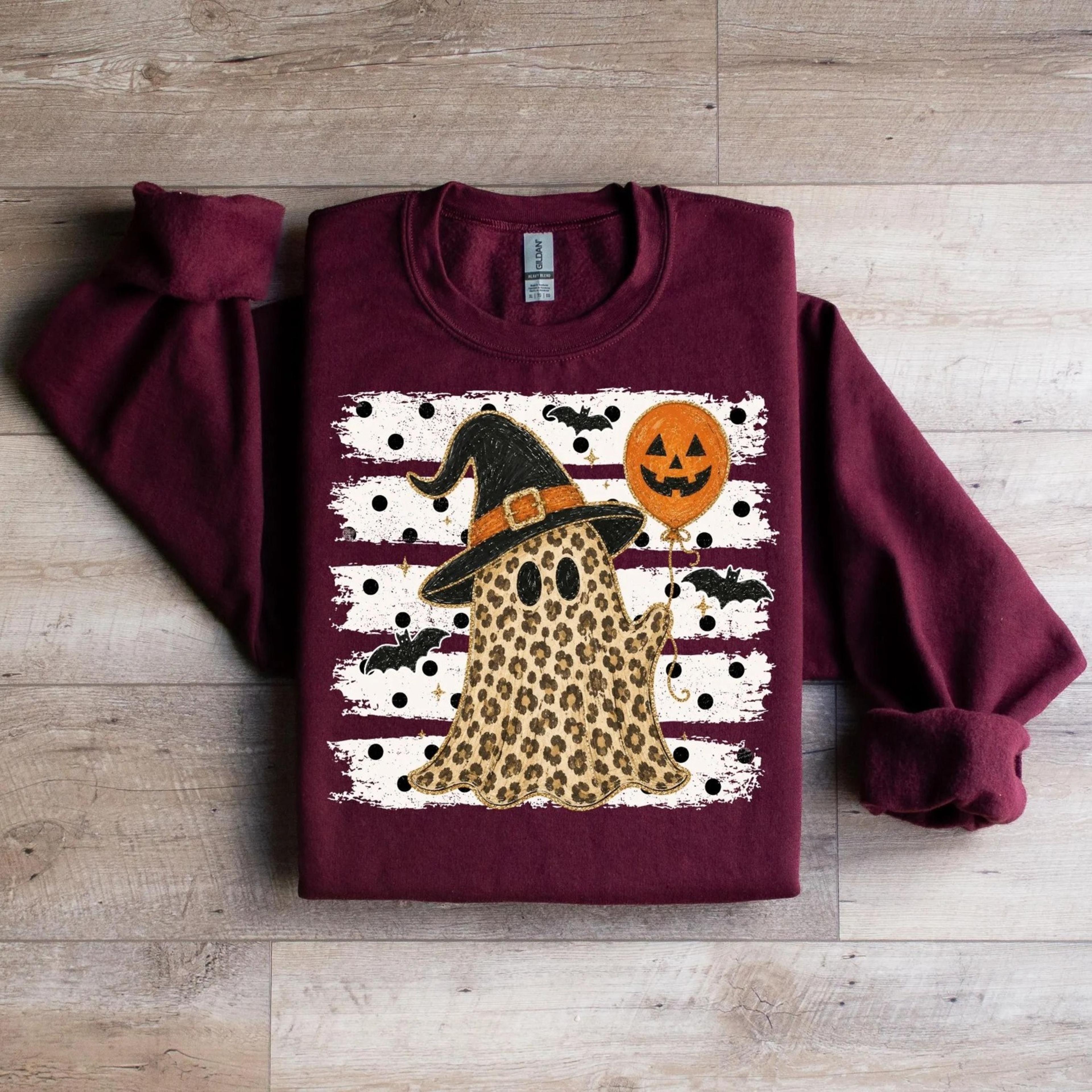 stripes halloween ghost t-shirt coquette leopard checkered, ghost cute spooky season tee ghost graphic tee pumpkin seaso