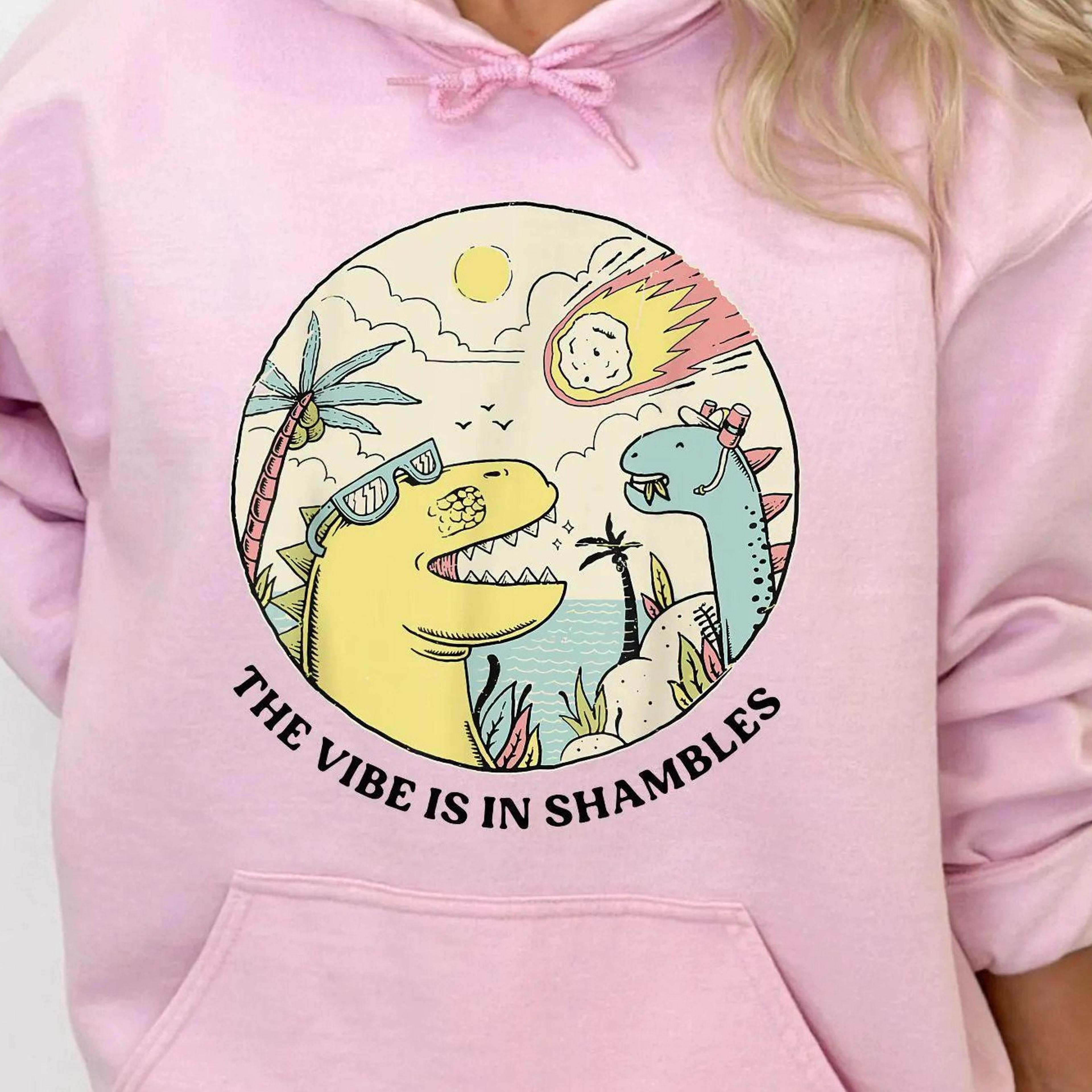 the vibes are in shambles t-shirt funny dinosaur meme retro sweatshirt