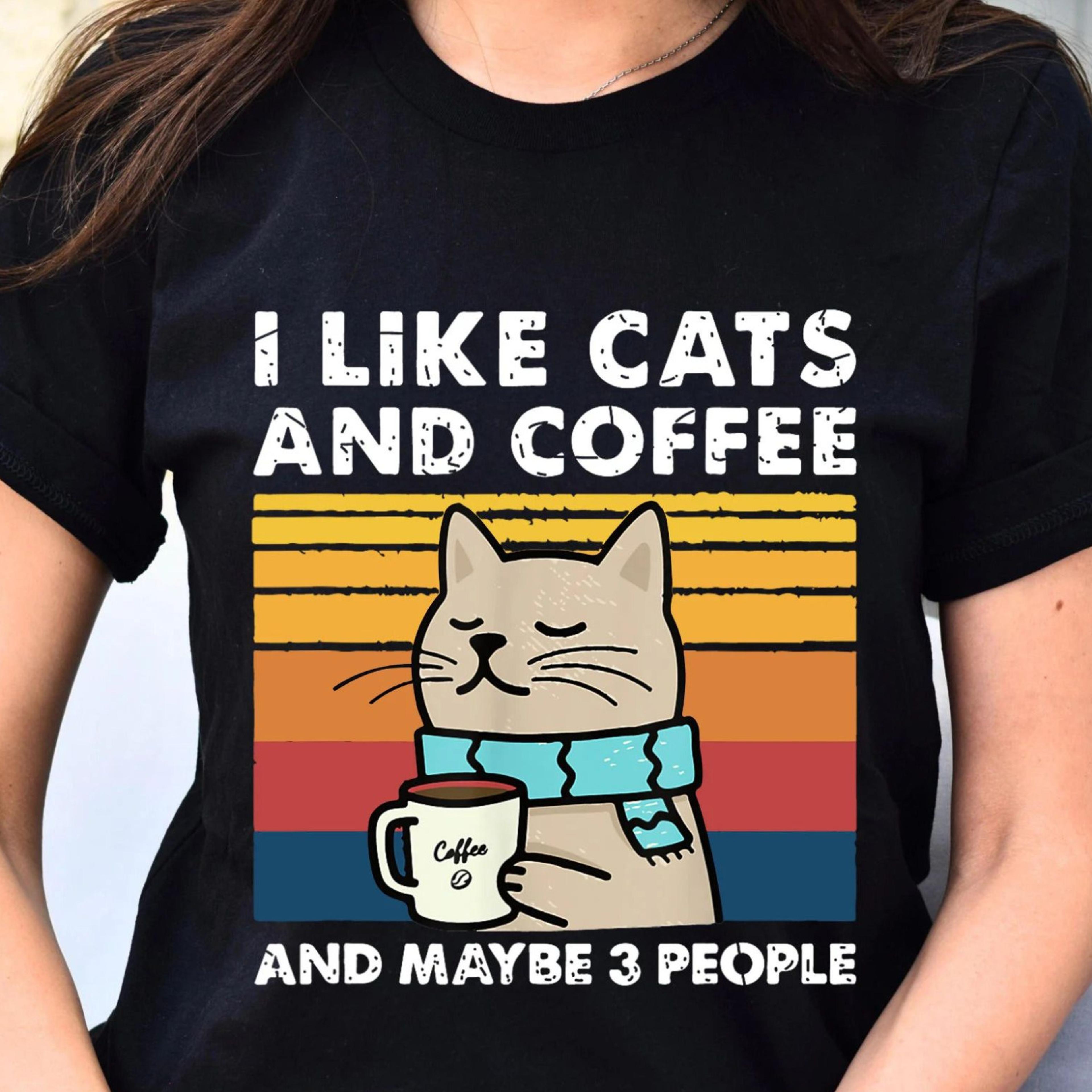 i like cats and coffee t-shirt funny cat mom retro coffee lover sweatshirt