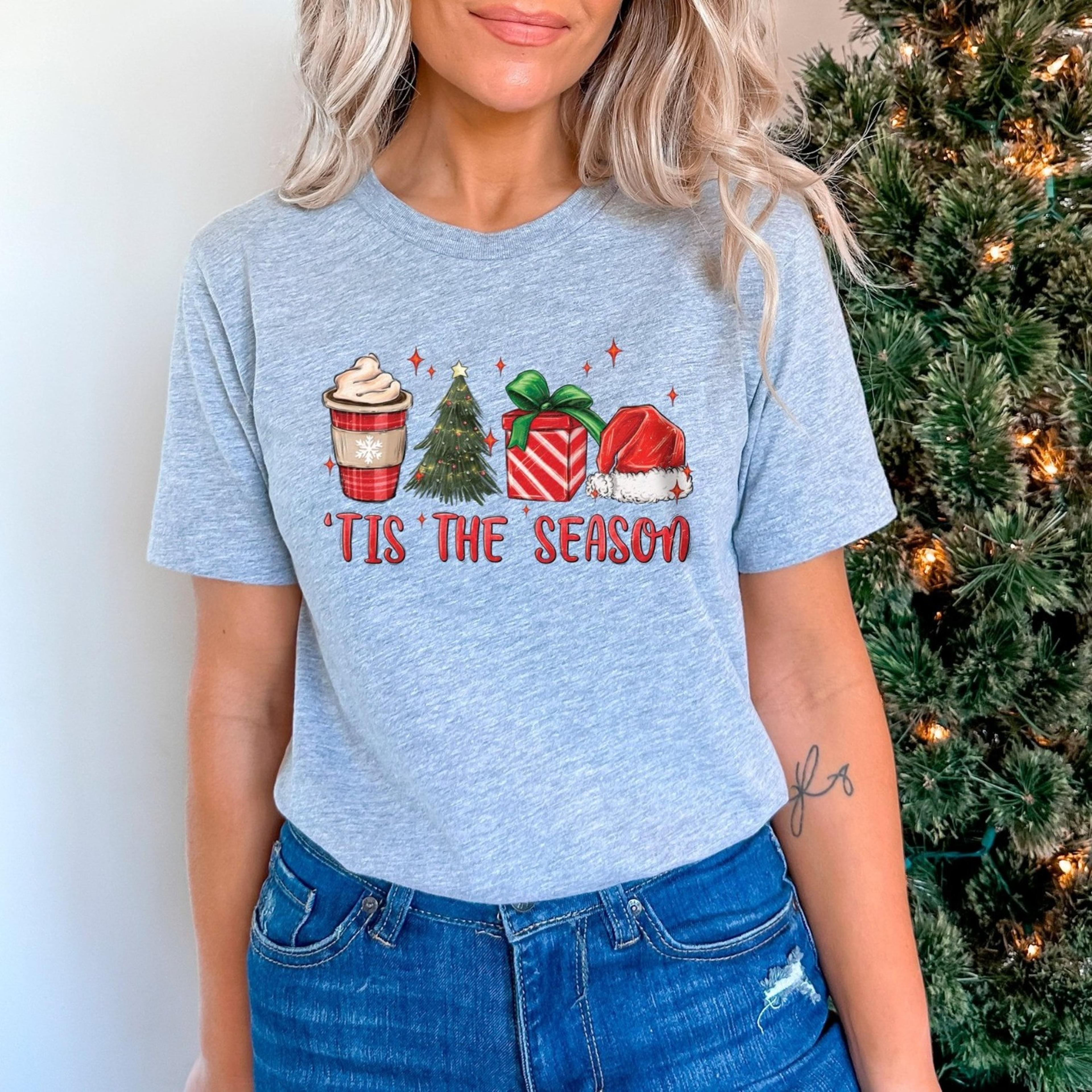 christmas tis the season shirt, merry christmas t-shirt, cute winter shirts, tis the season t-shirt, vintage christmas s