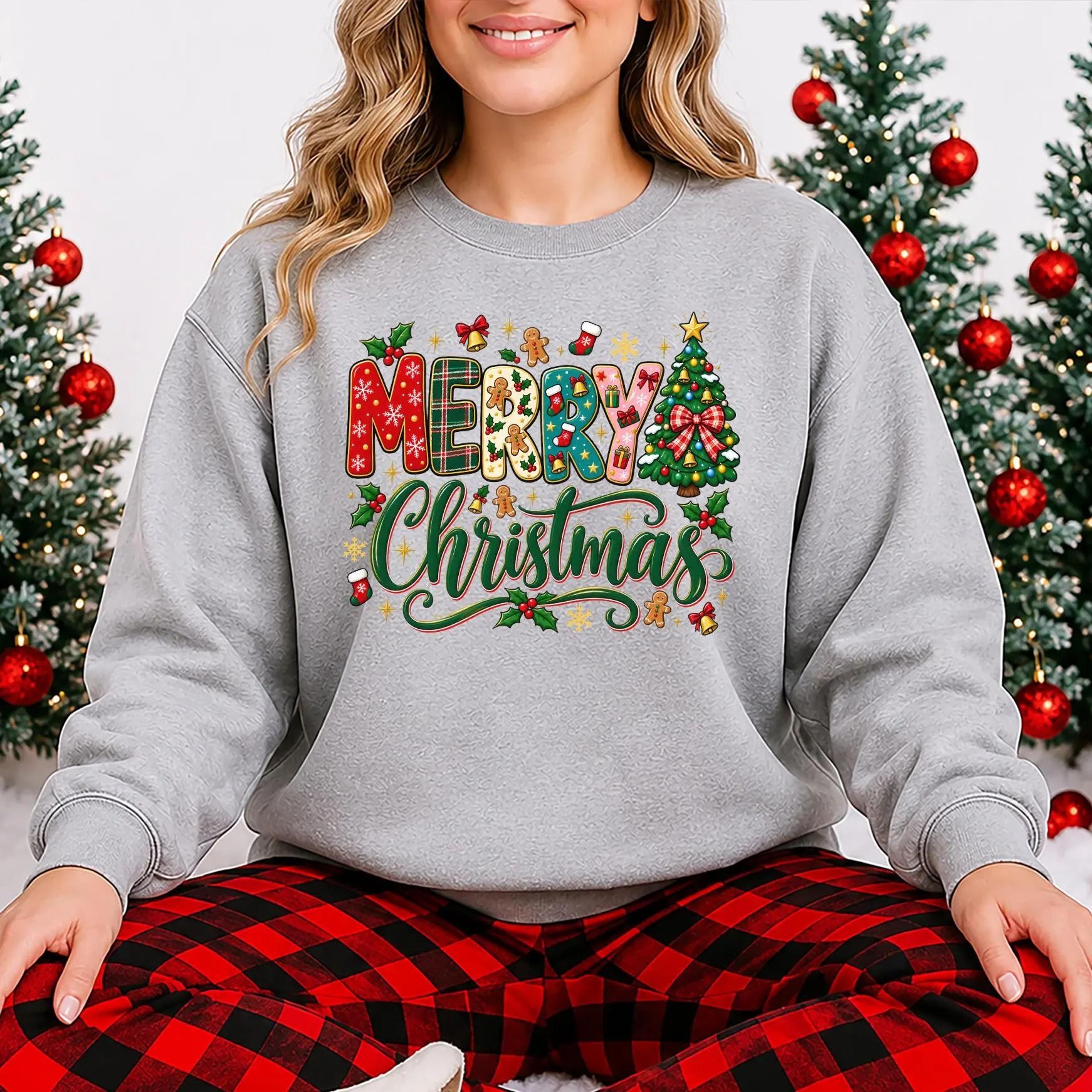 merry christmas sweatshirt, cute festive christmas crewneck, gingerbread xmas sweater, womens holiday sweatshirt, christ