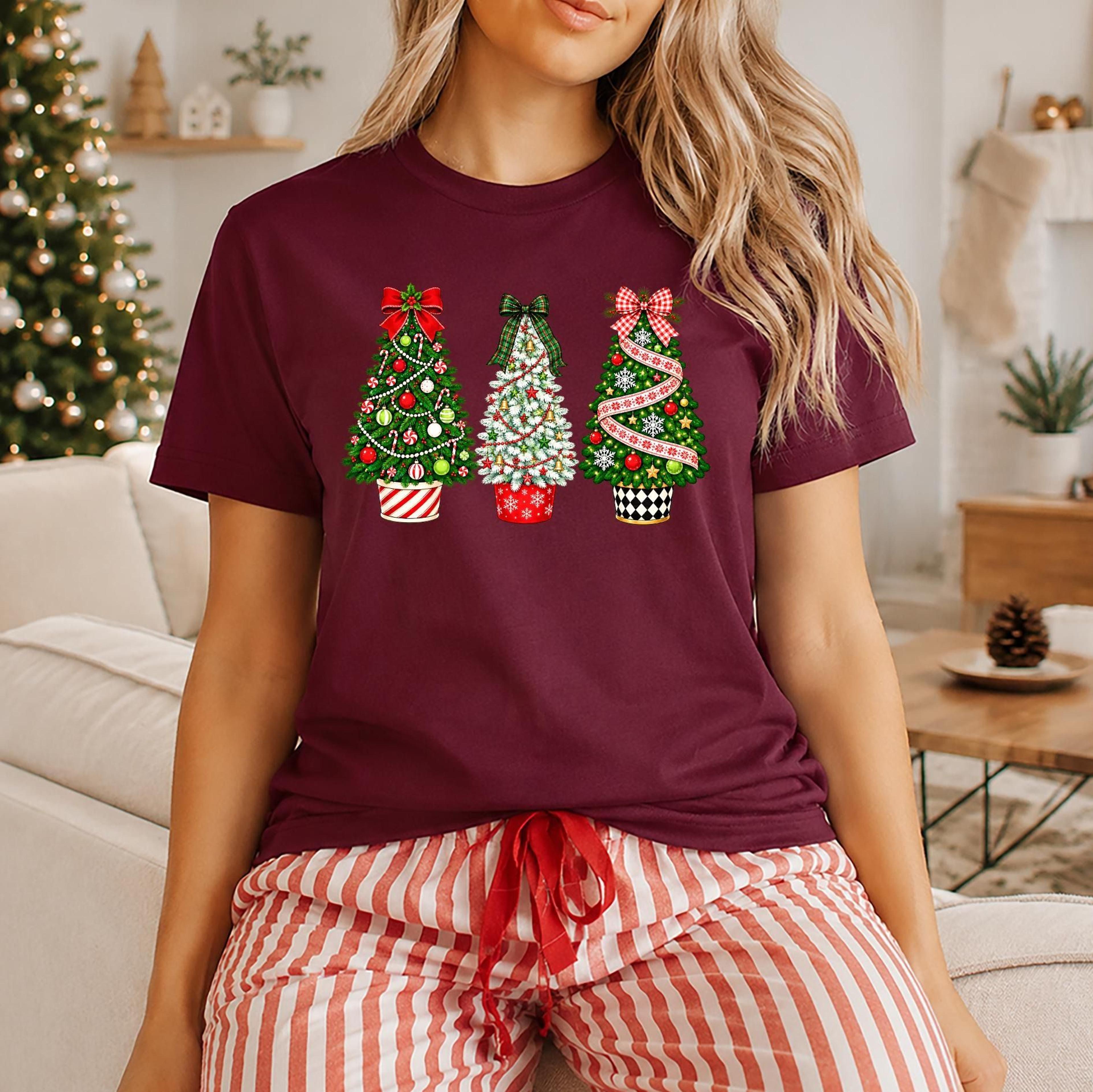 christmas tree shirt, cute christmas trees tee, festive holiday shirt, womens xmas shirt, christmas gift for her, classi