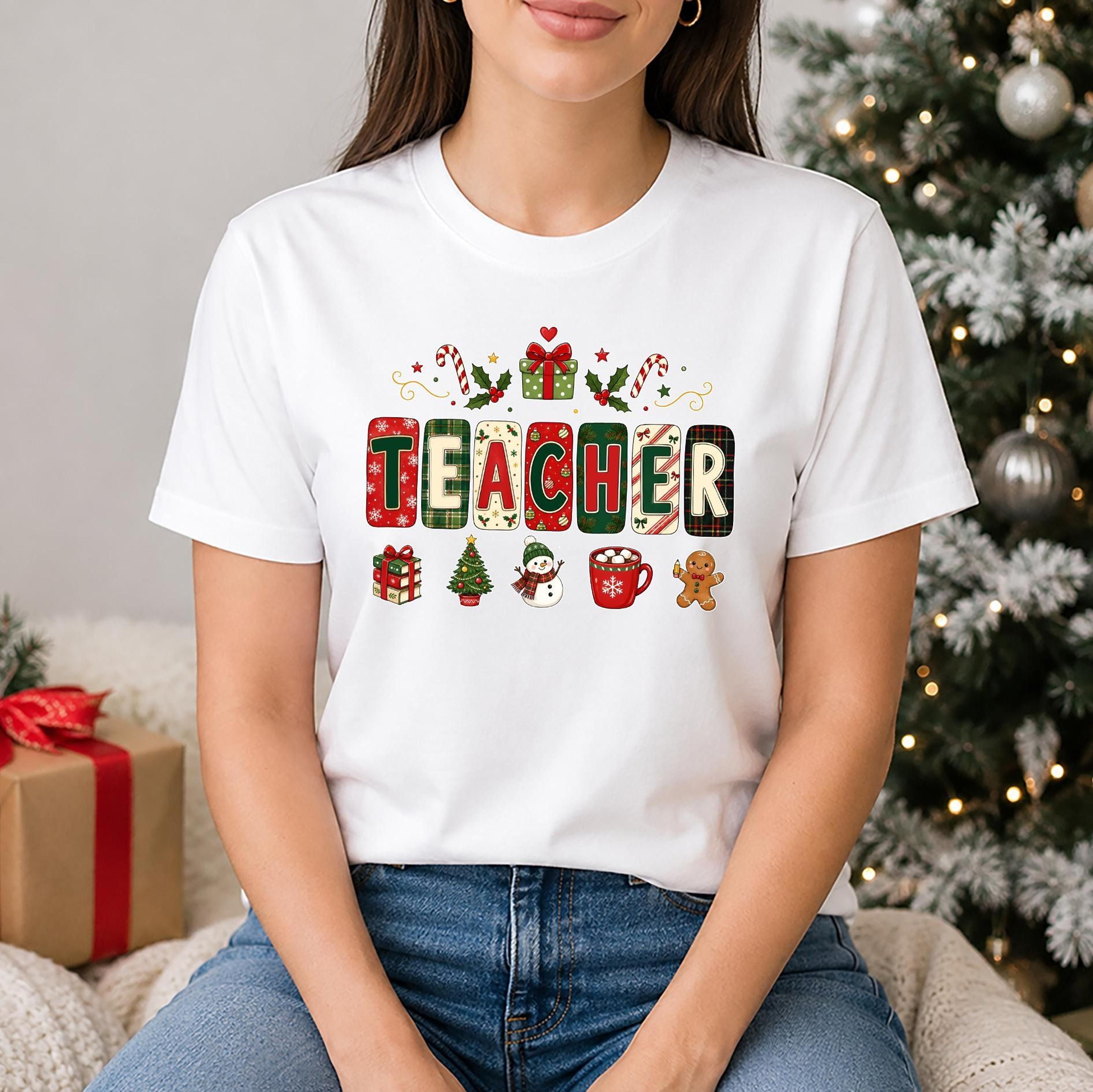 christmas teacher shirt, cute teacher christmas tee, teacher holiday gift, teacher appreciation shirt, womens xmas gift,