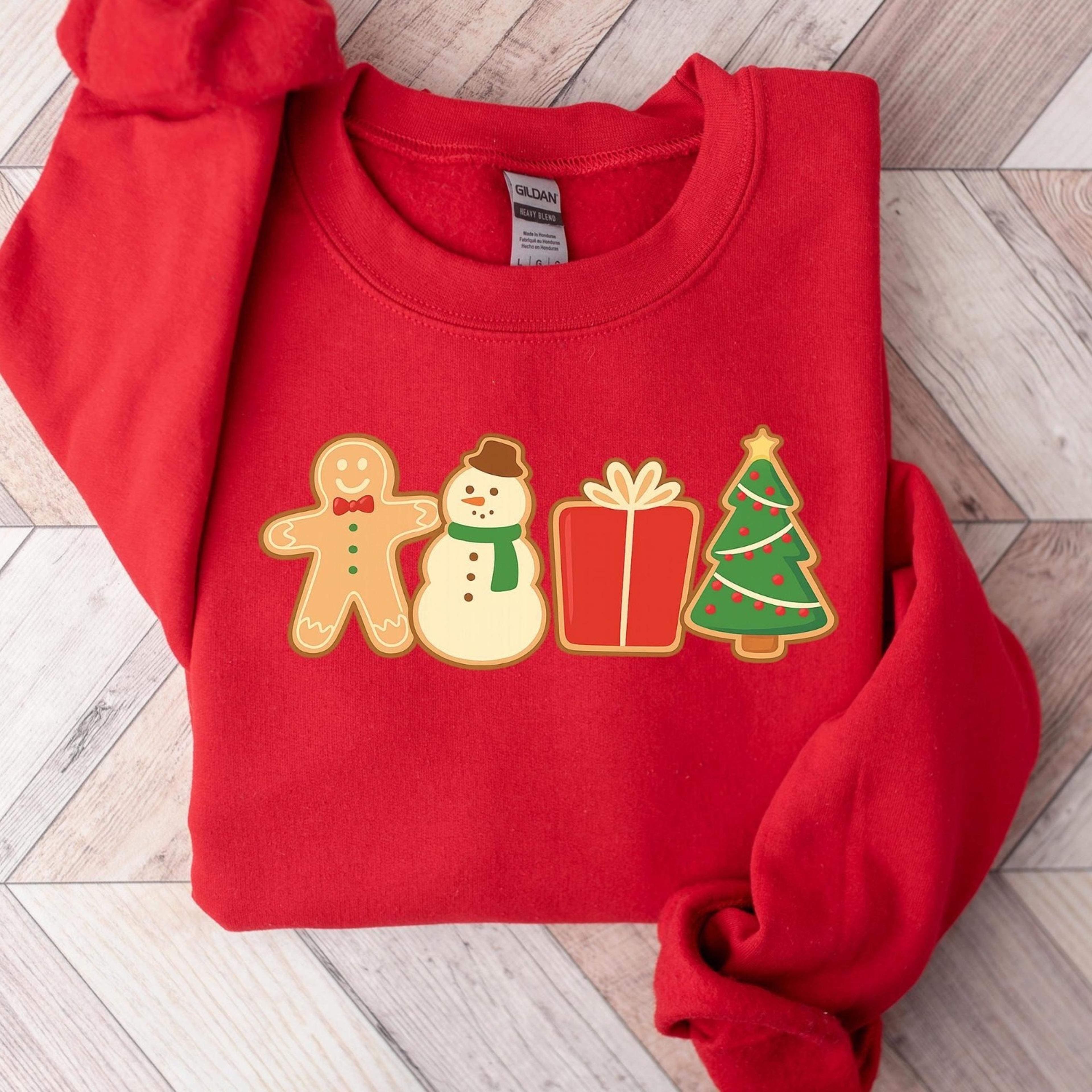 gingerbread cookie christmas sweatshirt, matching family holiday jumper, cute festive crewneck sweater, xmas cookie