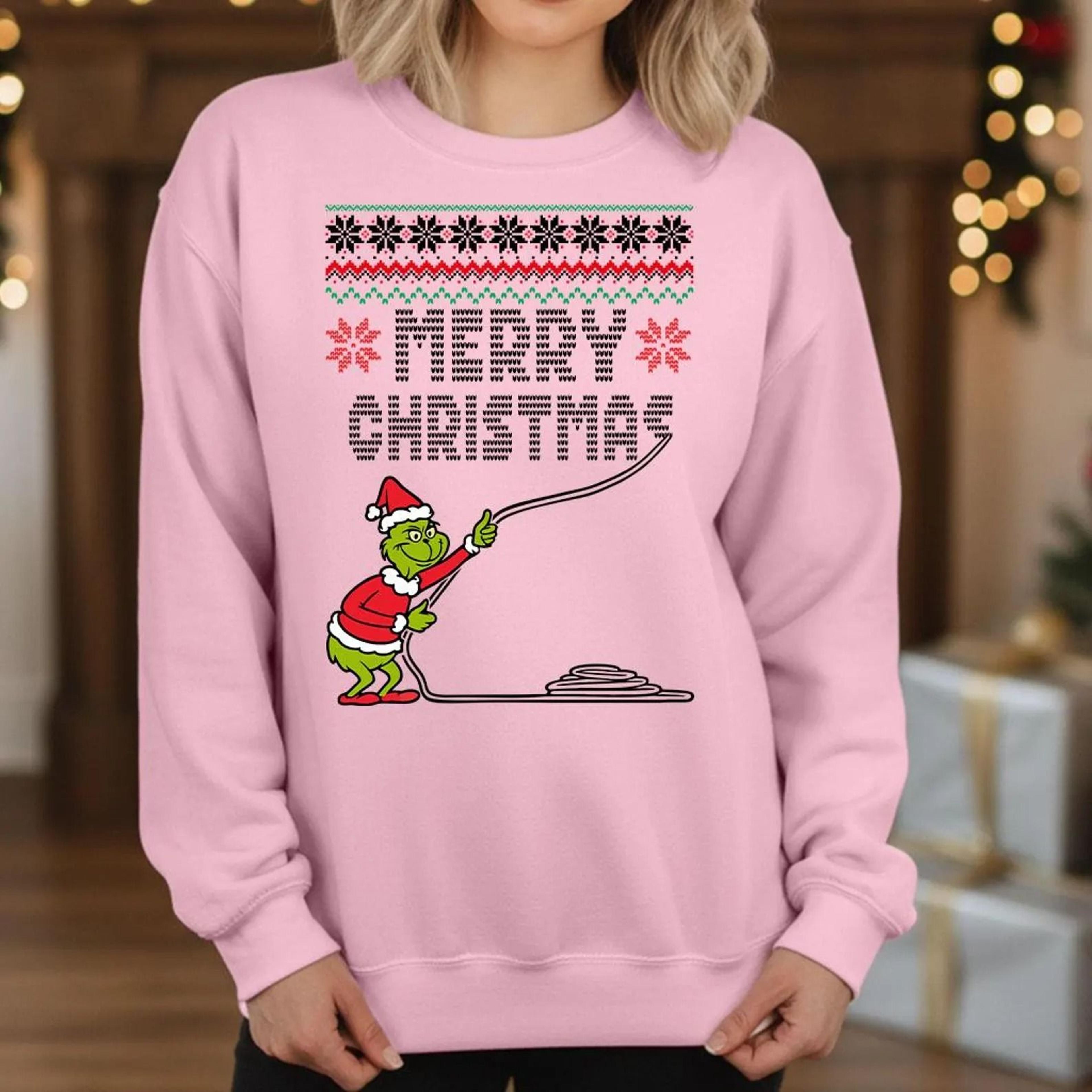 funny grinch ugly christmas sweater, ugly christmas jumper, the grinch who stole christmas sweatshirt, xmas party gift,