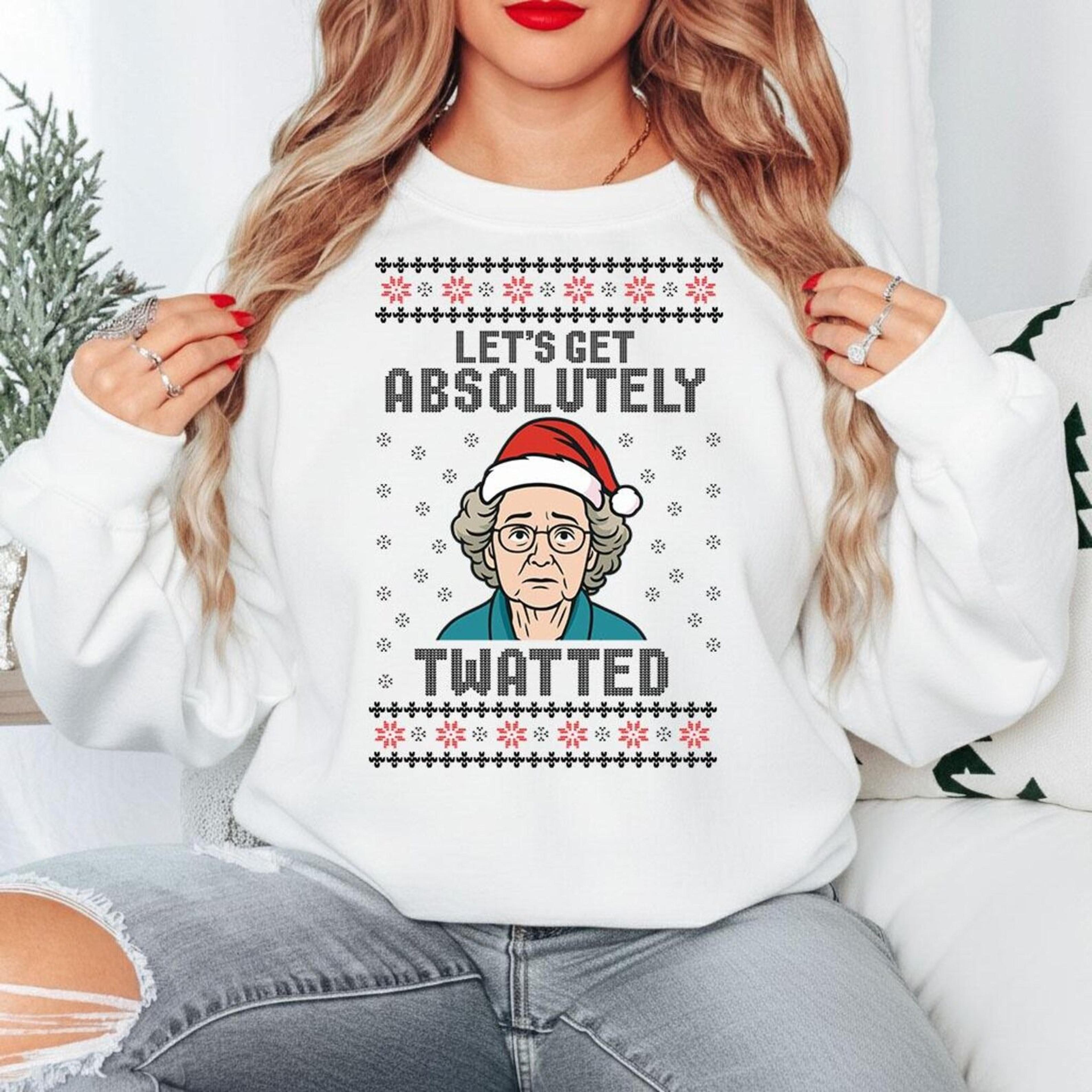 doris twatted christmas jumper, funny leon gavin and stacey sweater, hilarious xmas jumper, british tv christmas gift fo