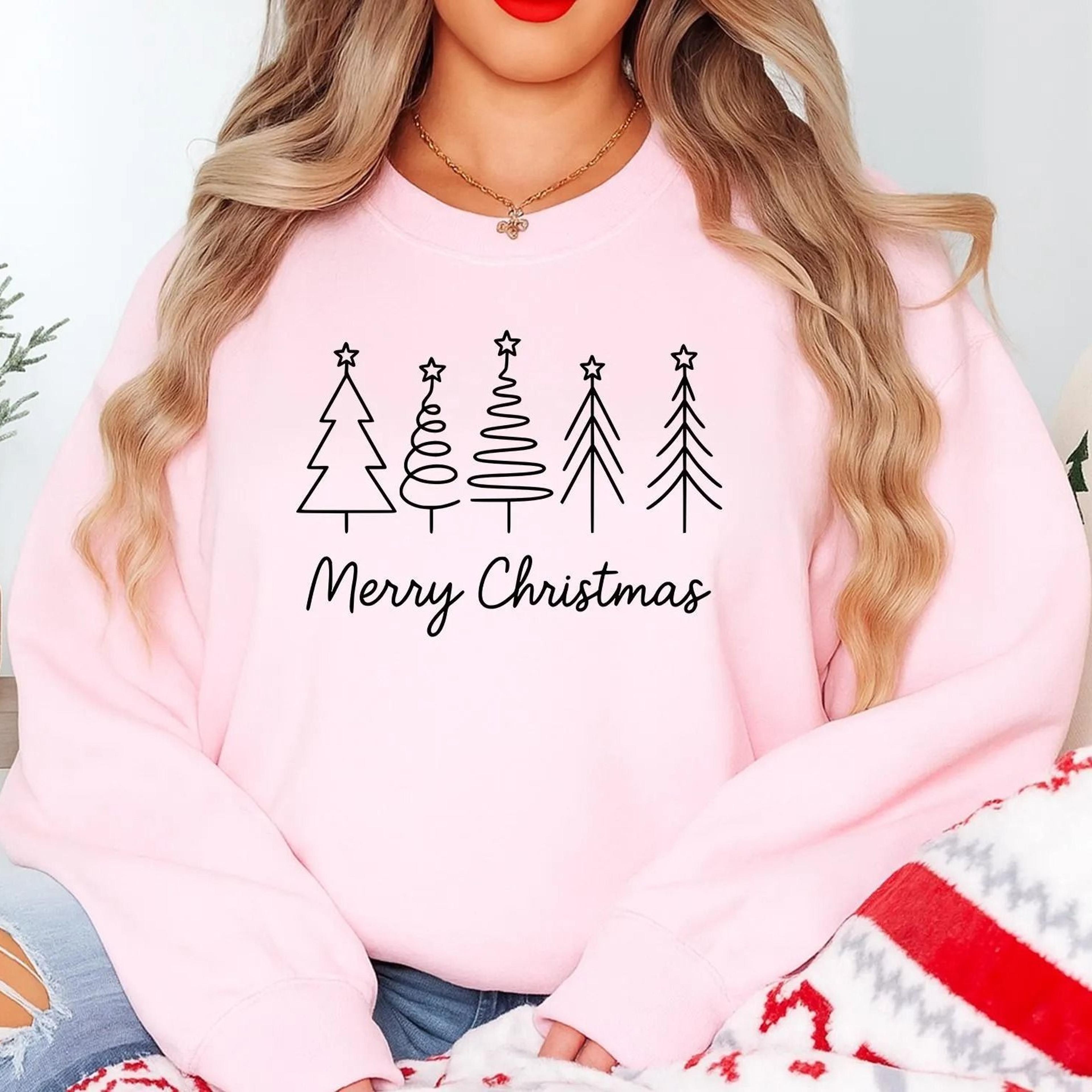 christmas tree sweatshirt, cute holiday jumper, merry christmas sweater, cozy winter christmas top, festive tree crewnec