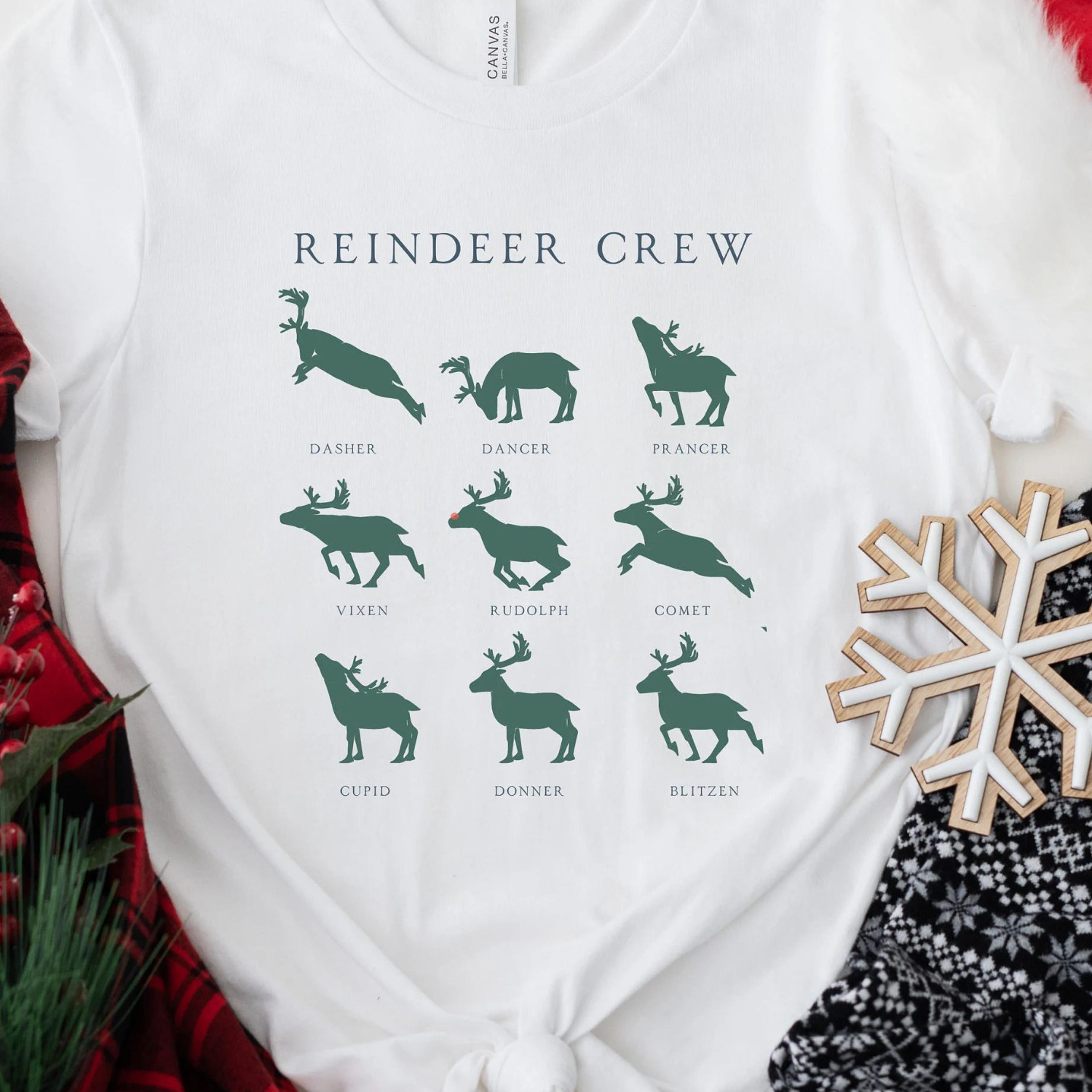 christmas reindeer t-shirt womens santa holiday crew sweatshirt