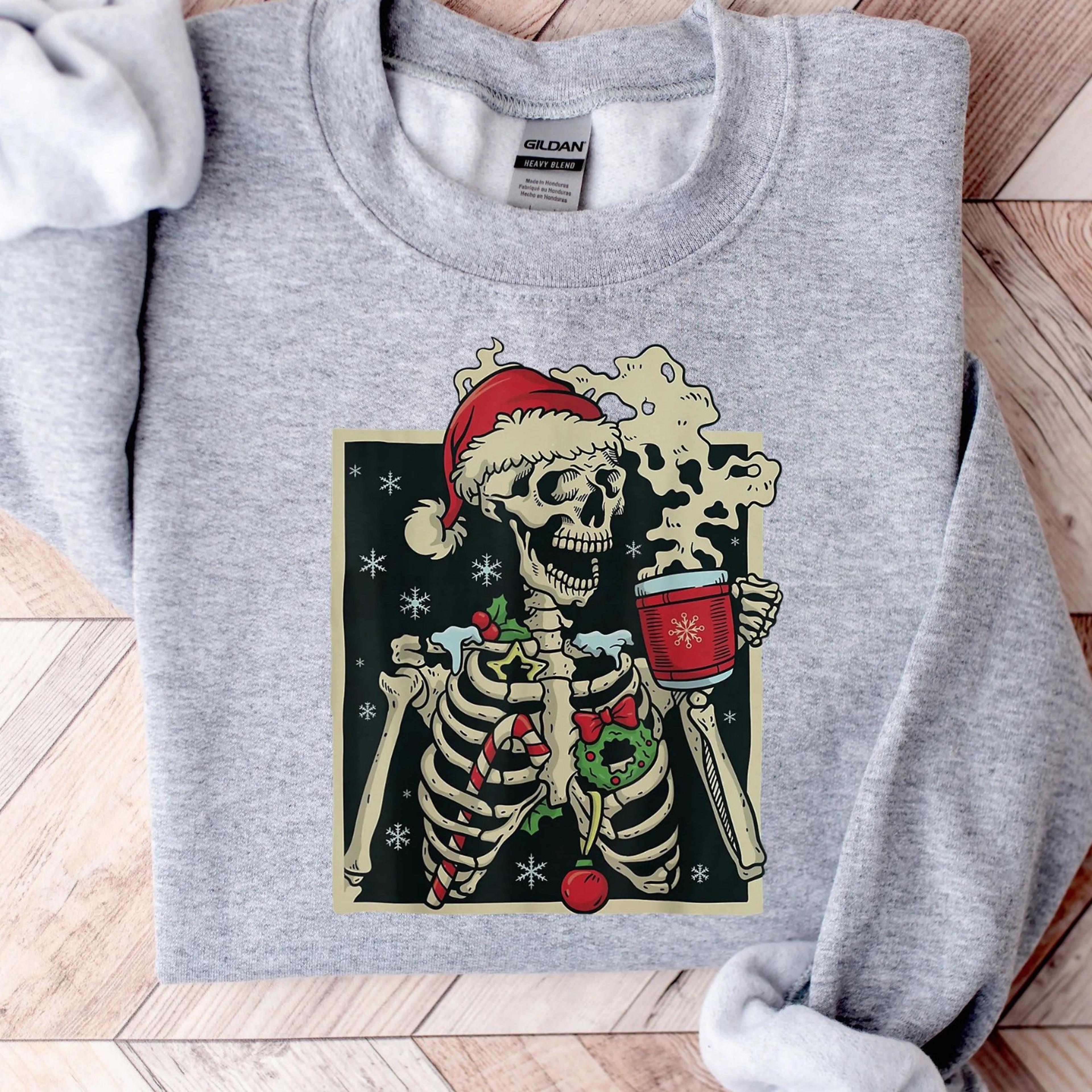dead inside skeleton t-shirt sarcastic christmas coffee holiday sweatshirt