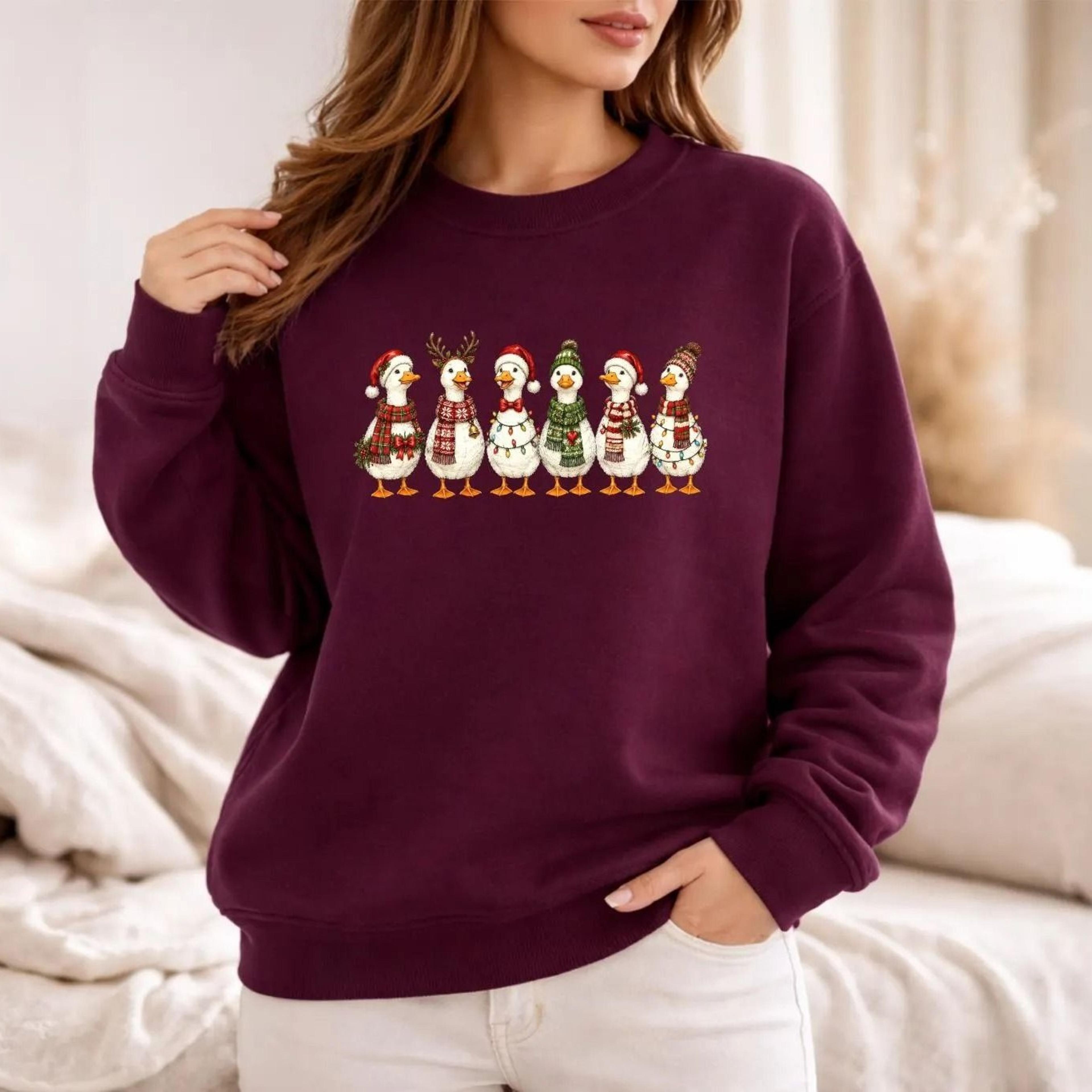 christmas duck sweatshirt, funny farm animal christmas crewneck, retro duck holiday sweater, country christmas outfit, f
