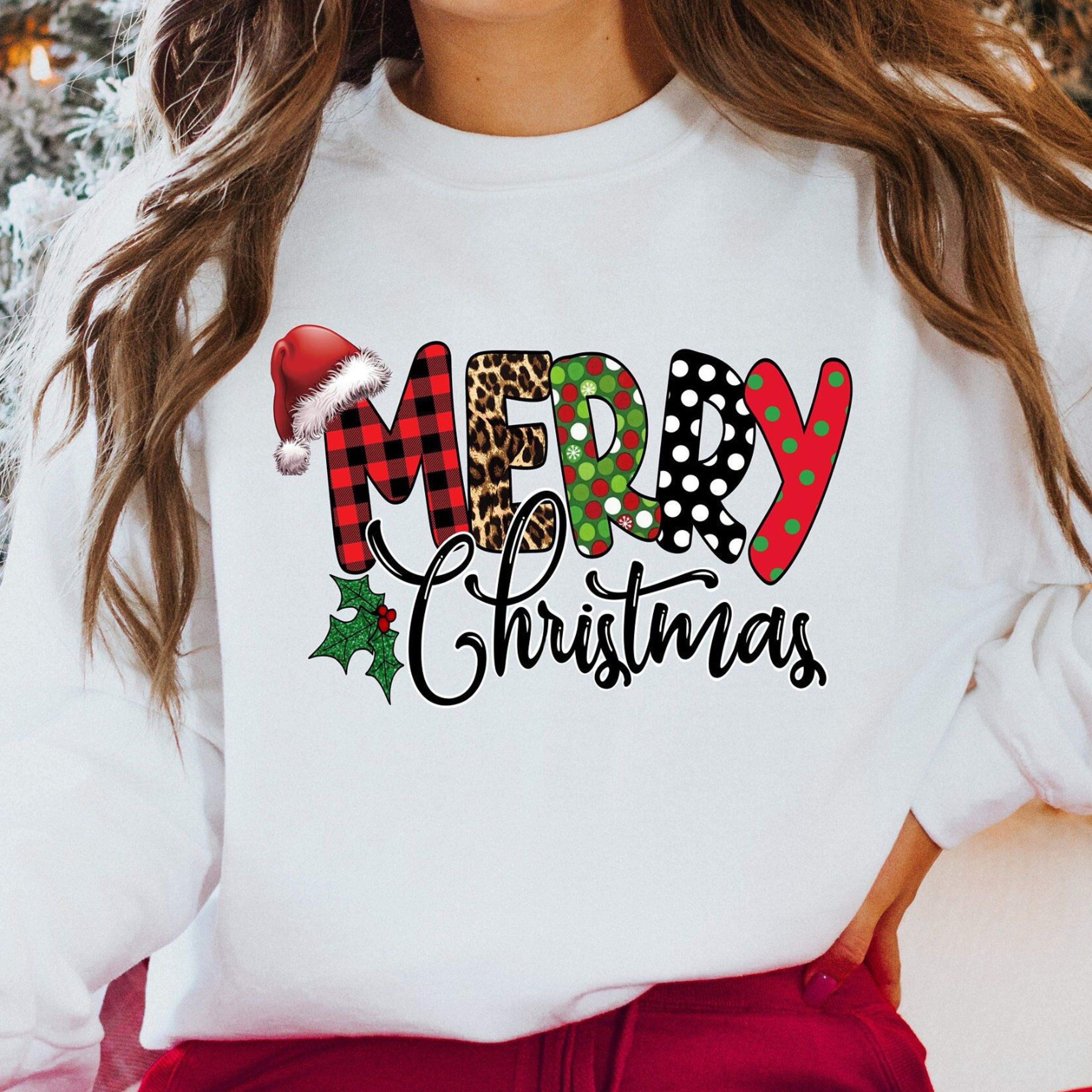 merry christmas buffalo plaid sweatshirt, christmas crewneck sweatshirt, christmas sweater, women christmas shirts,