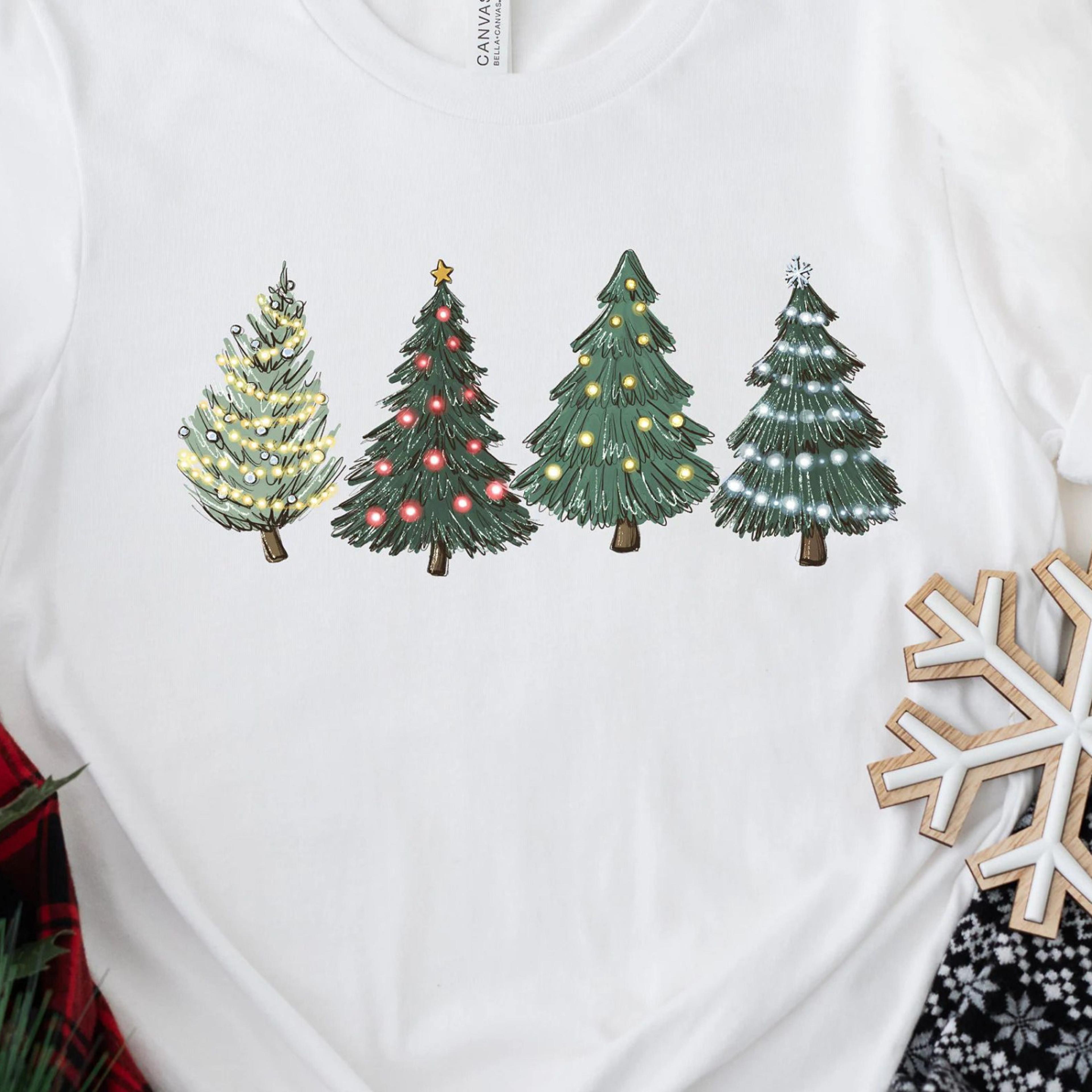 christmas tree t-shirt womens holiday crewneck winter sweatshirt