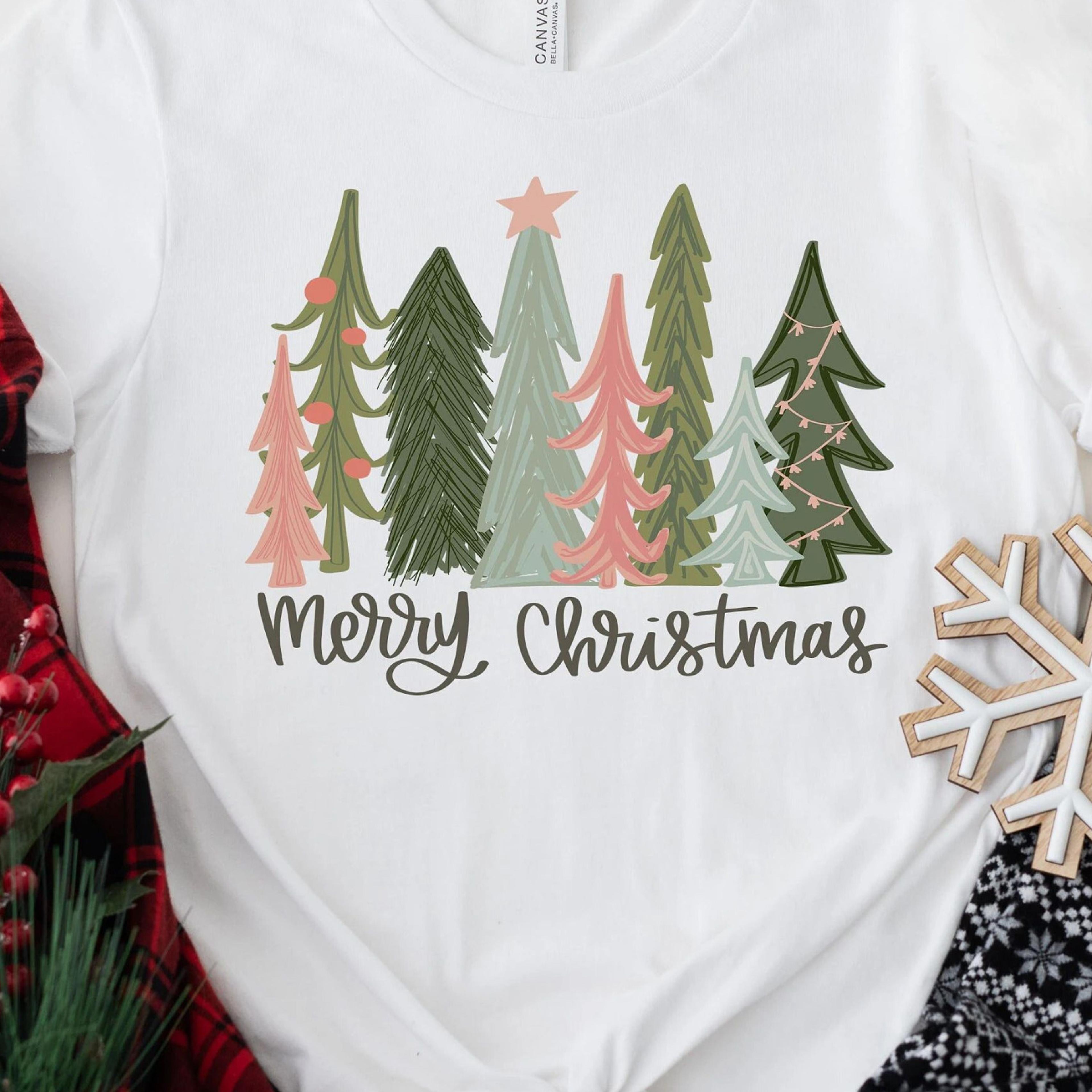 merry christmas tree t-shirt womens cute family holiday sweatshirt
