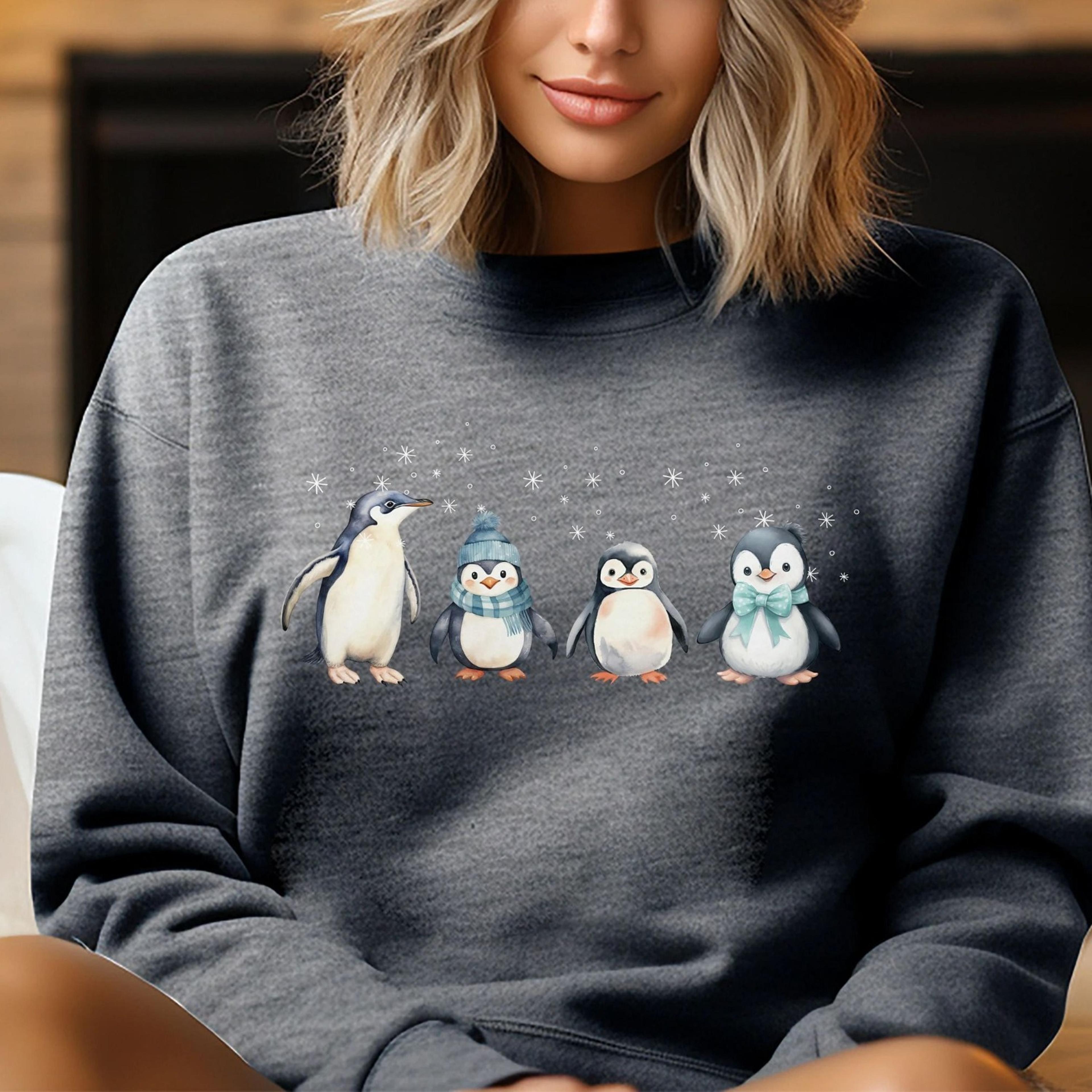 winter sweatshirt penguins, snow sweater, cottagecore winter, winter nordic , winter outfit, unisex sweater, snow