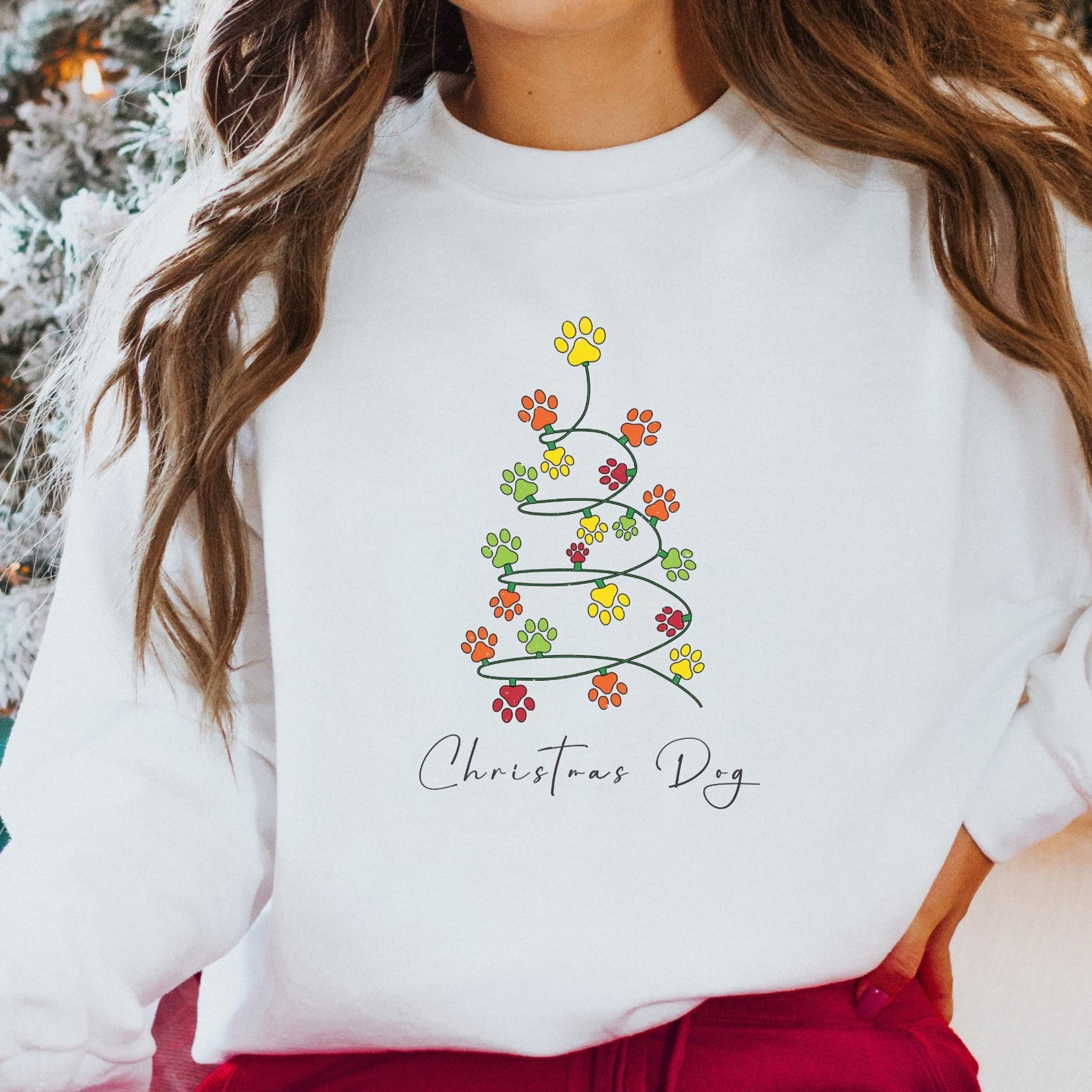 cute dog sweatshirt christmas, christmas paws, christmas gift dog owner, christmas nordic sweater