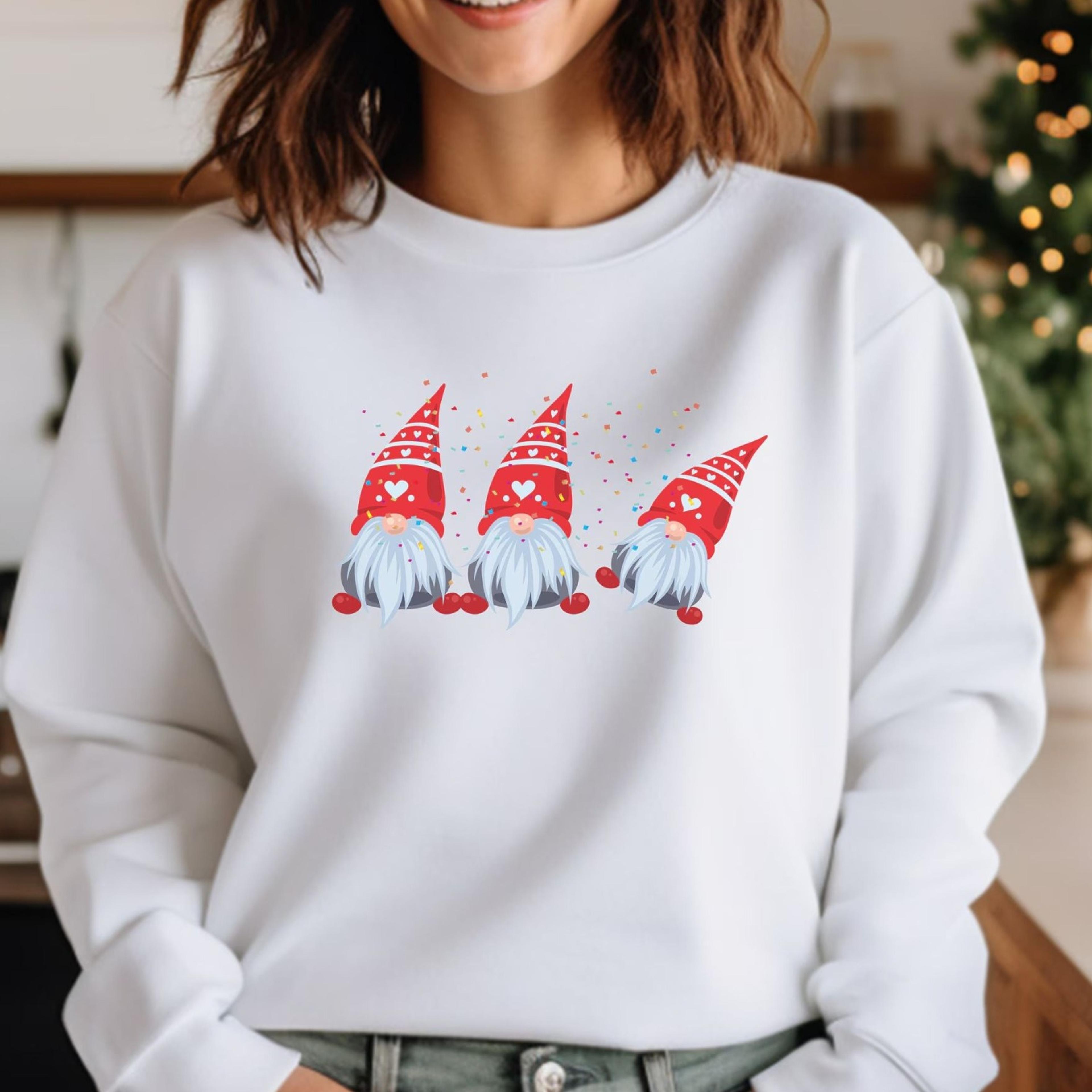 cute sweatshirt christmas, winter sweater, santa claus winter, christmas nordic sweater, winter outfit, pointed hat