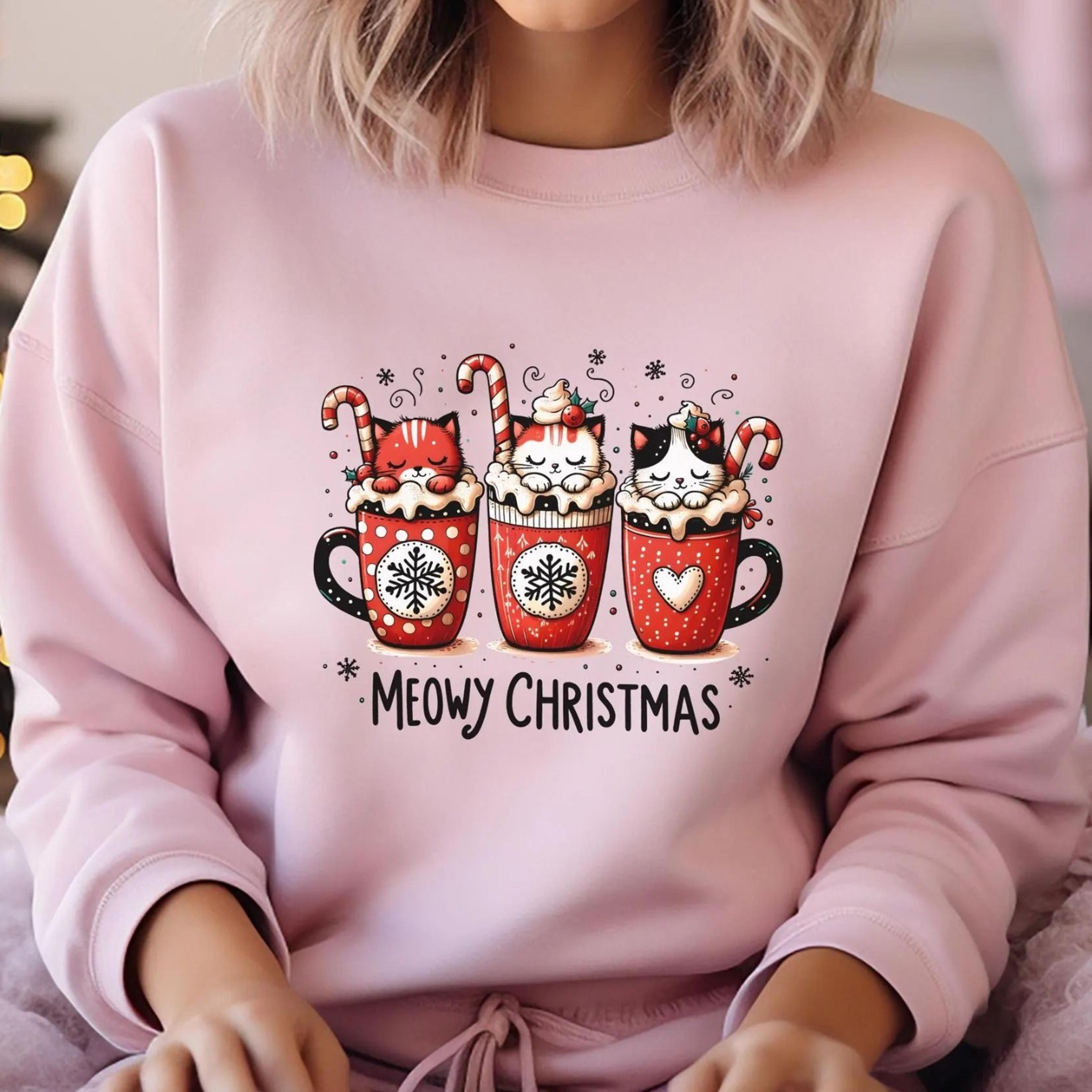 cute cat sweatshirt christmas, christmas hoodie with cats, sweater cat owner, christmas nordic sweater