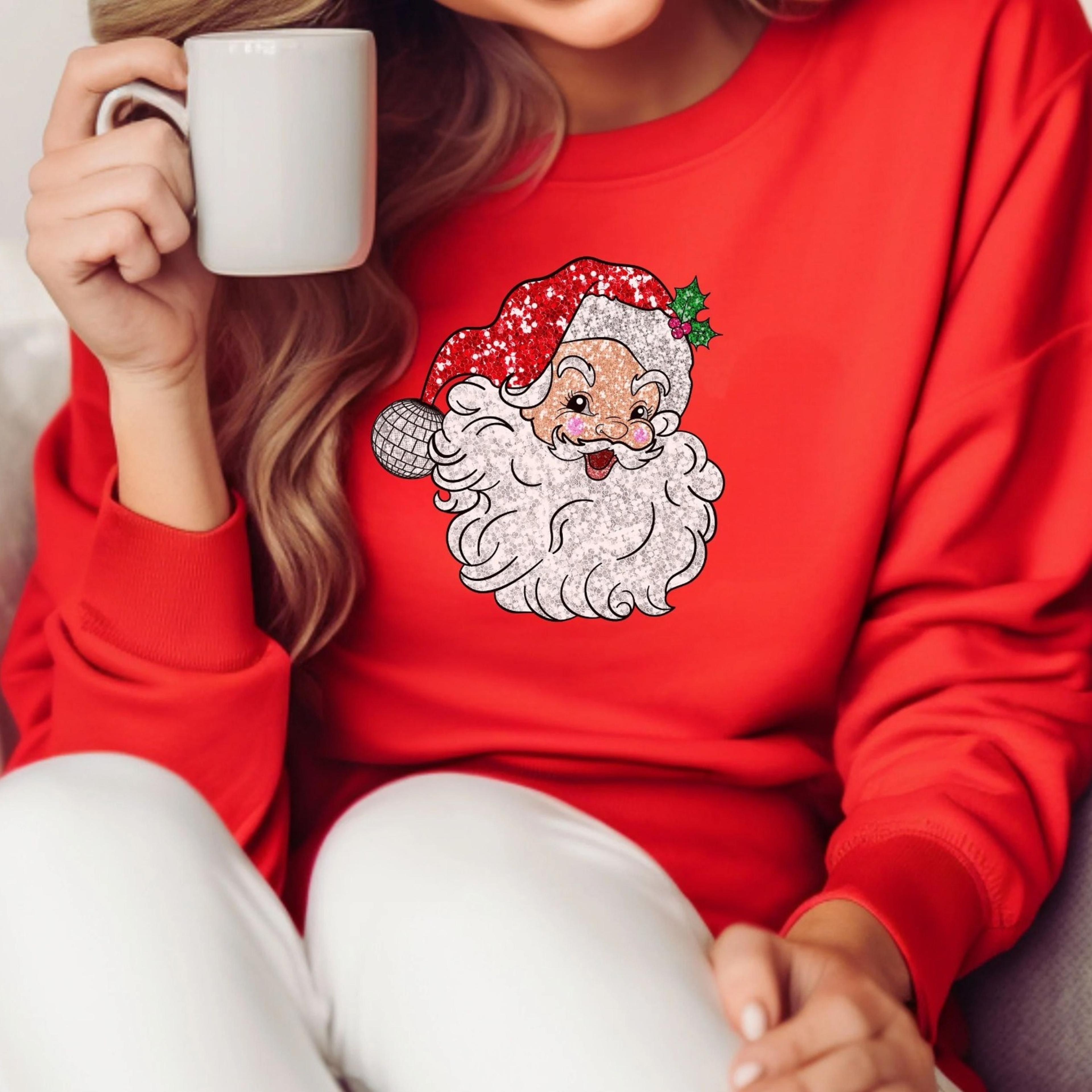 cute santa claus sweatshirt, christmas , women's christmas sweater, christmas nordic sweater, christmas shirt sant