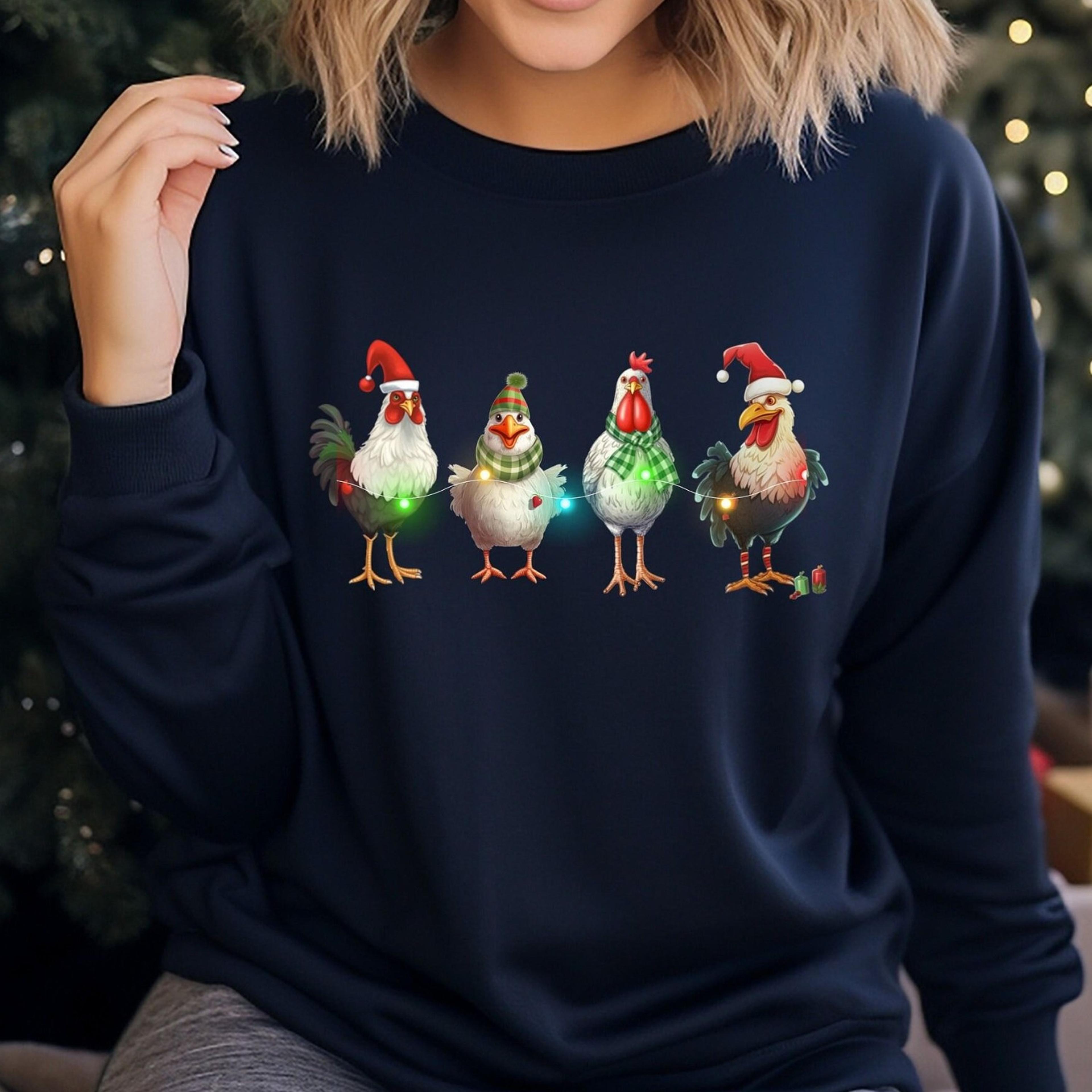 christmas chickens , chickens christmas shirt for women, funny animals christmas sweatshirt, funny christmas shirt