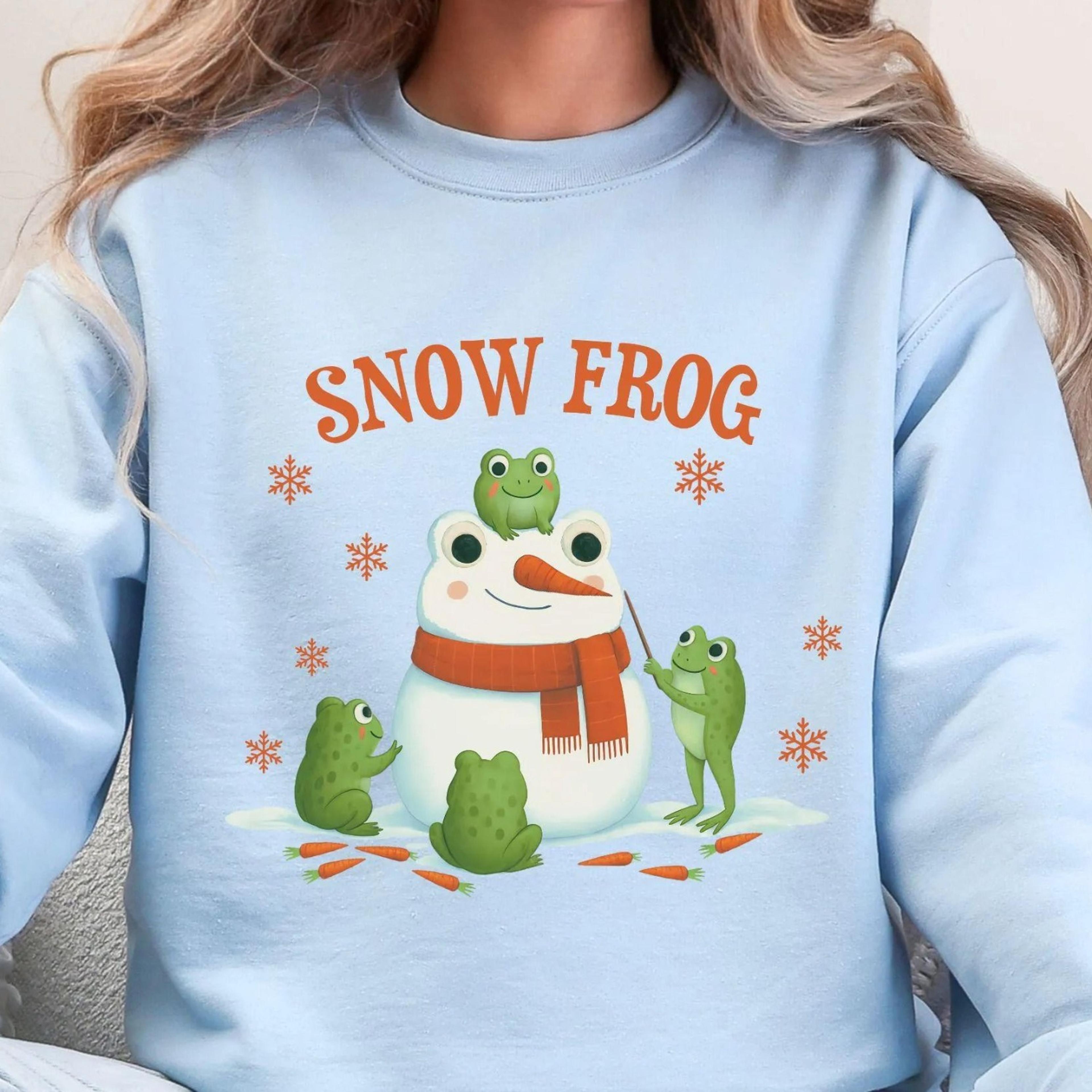funny snow frog sweatshirt cute winter frogful shirt christmas sweater gift frog lovers